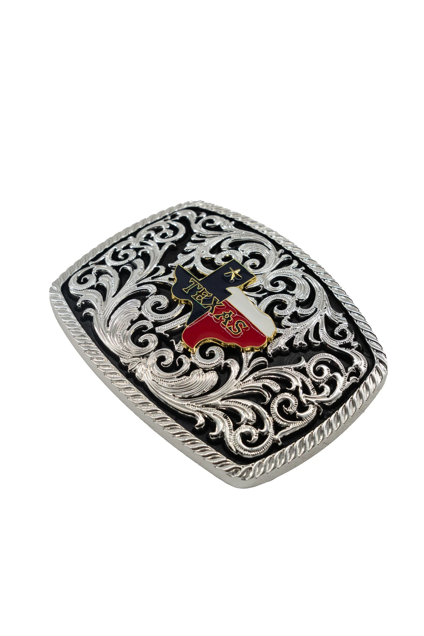 Intricate Scrollwork Texas Flag Belt Buckle - Image 2