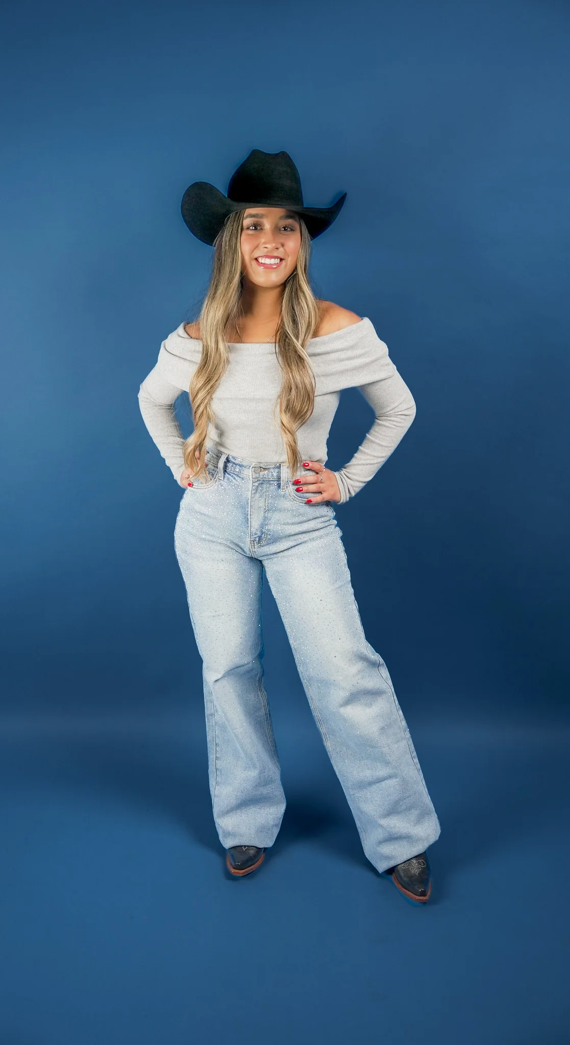 Rhinestone High-Rise Wide-Leg Jeans - Image 3