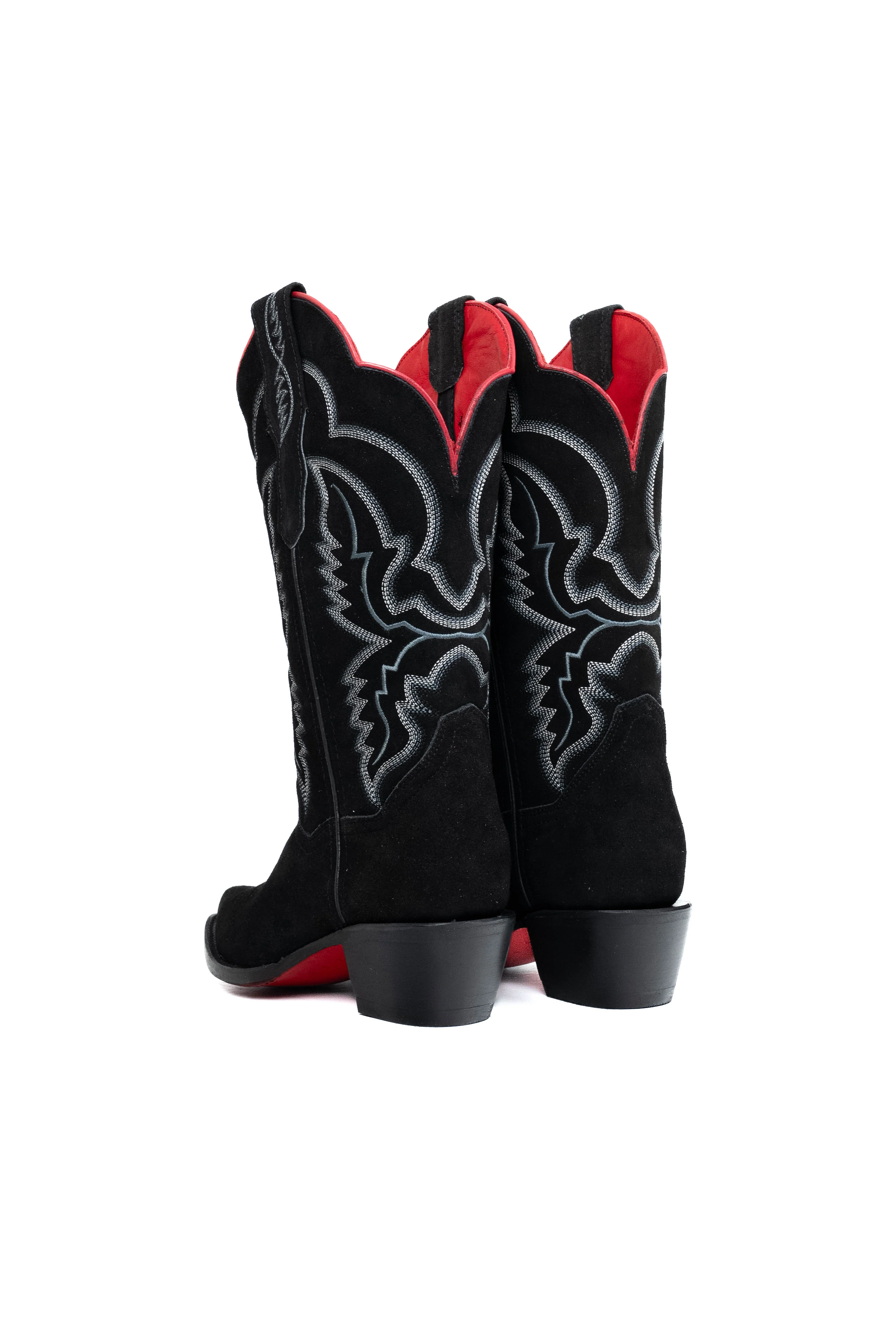 Iris Suede Red Bottom Wide Calf Snip Toe Cowgirl Boot - Image 3
