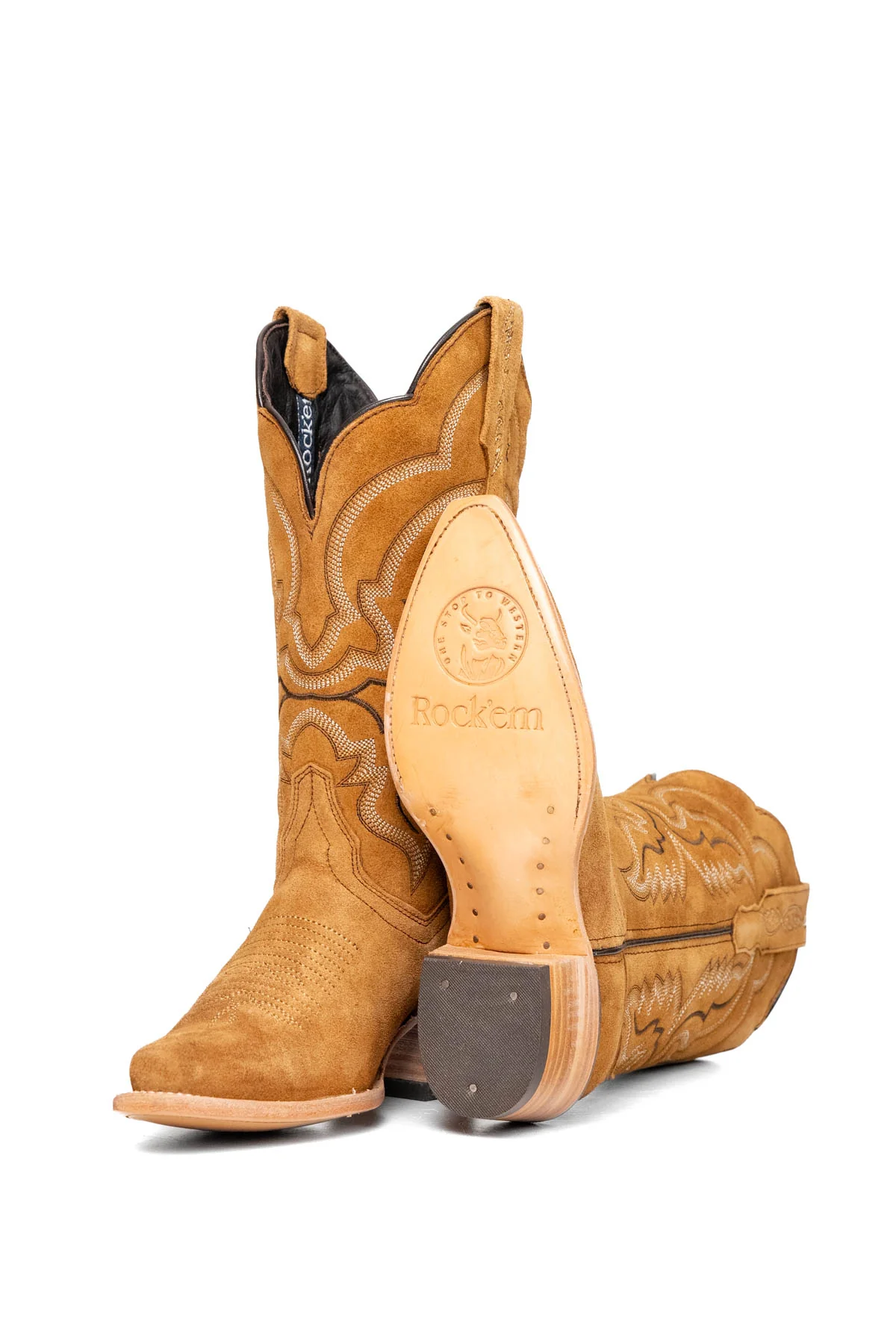 Iris Suede Wide Calf Snip Toe Cowgirl Boot - Image 5