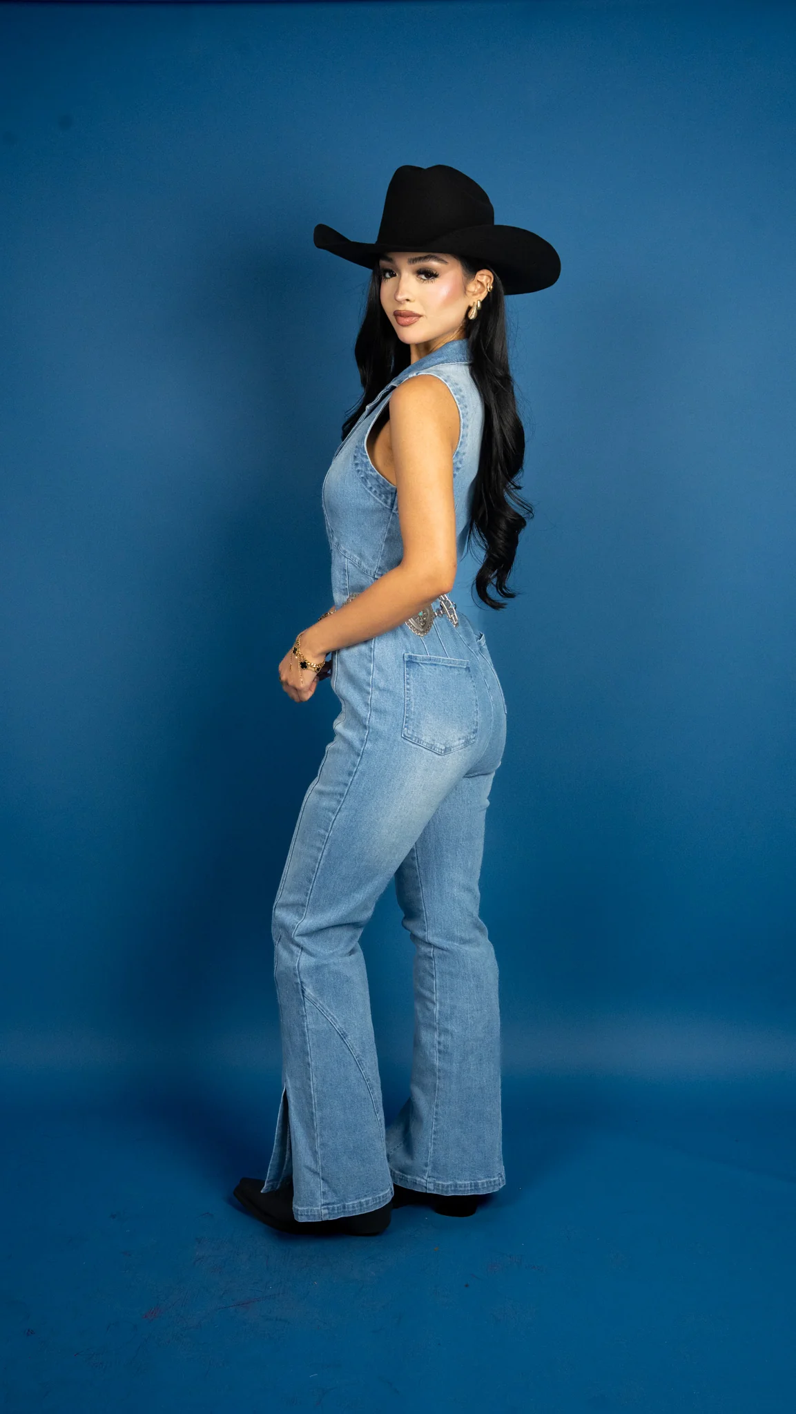 Callie Collared Denim Jumpsuit - Image 2