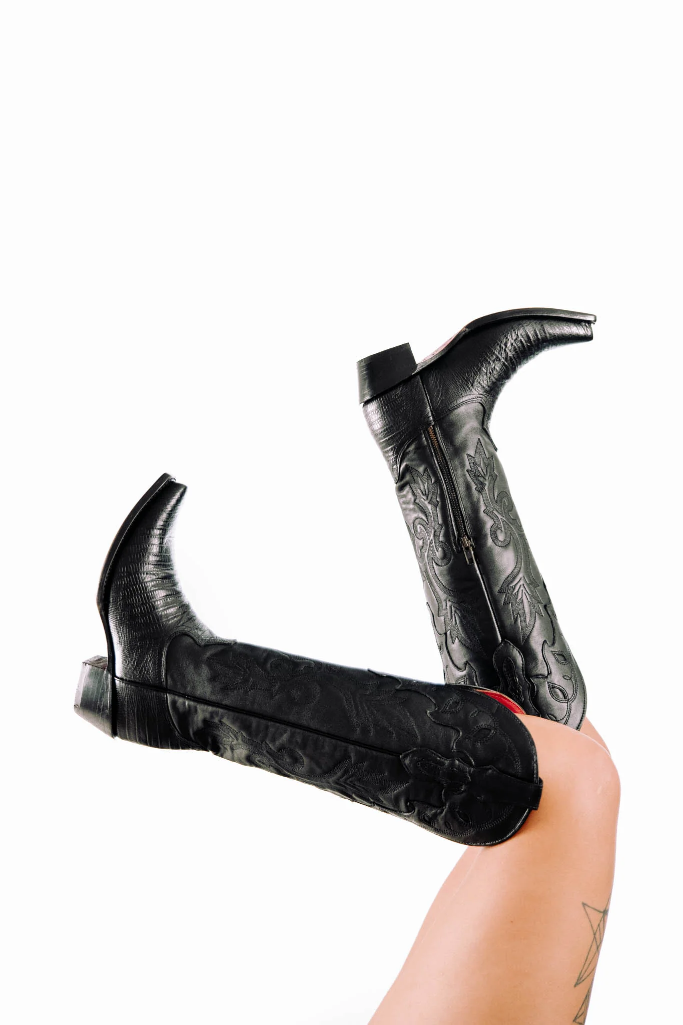 Lana Lizard Tall Red Bottom Snip Toe Cowgirl Boot - Image 8