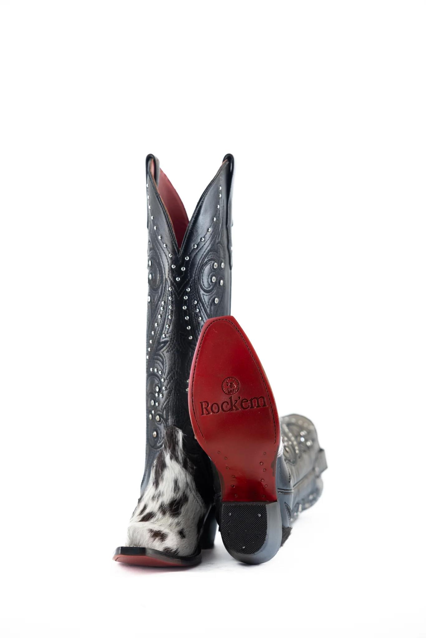 Larissa Tall Red Bottom Cowhide Snip Toe Cowgirl Boot Size 6.5 Box LW12 - Image 2