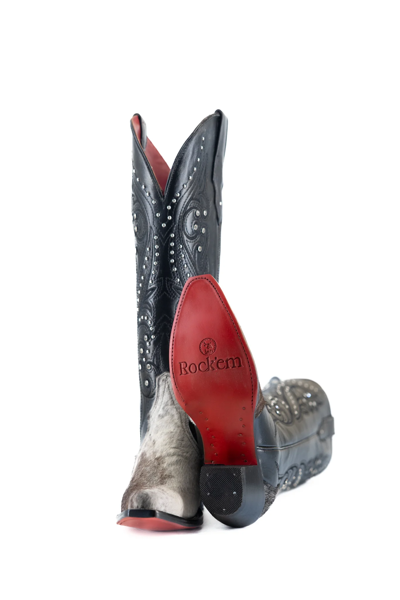 Larissa Tall Red Bottom Cowhide Snip Toe Cowgirl Boot Size 7.5 Box LW9 - Image 2