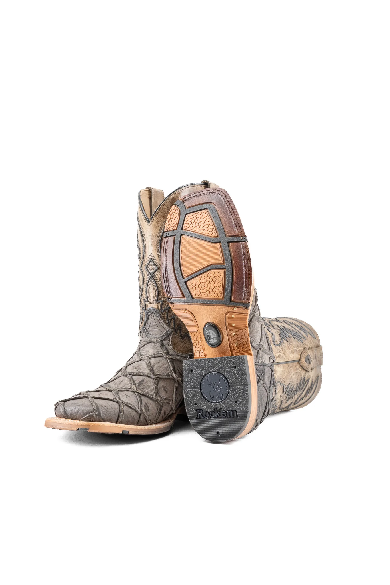 Austin Big Bass Pirarucu Square Toe Cowboy Boot - Image 9