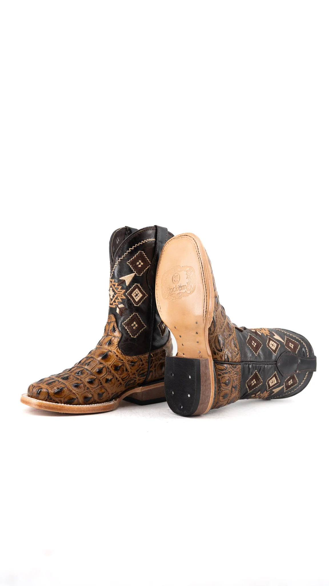 Little Caiman Hornback Azteck Pro Rodeo Kids Boot - Image 4