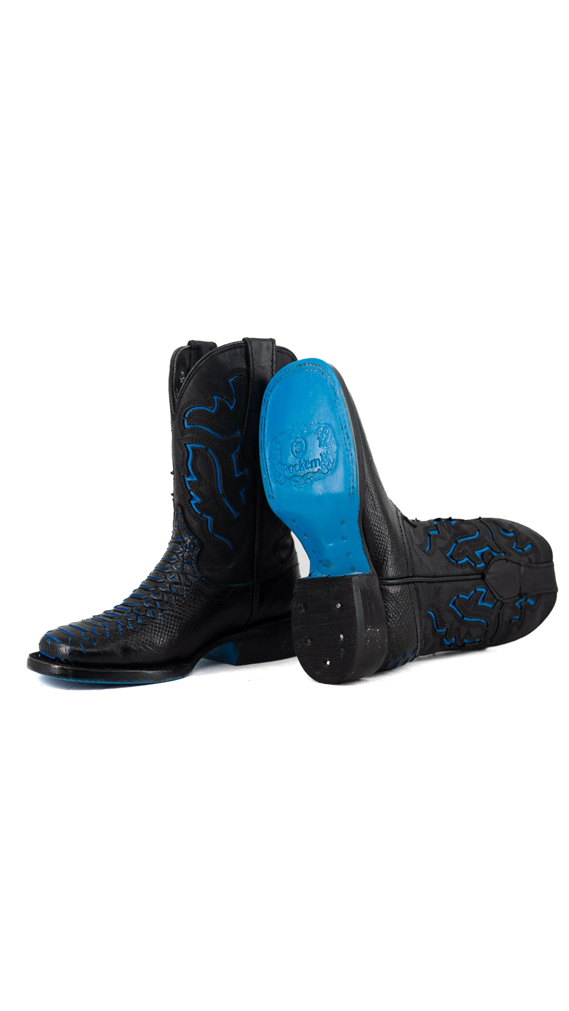 Little Kids Bruce Python Blue Bottom Cowboy Boot - Image 3