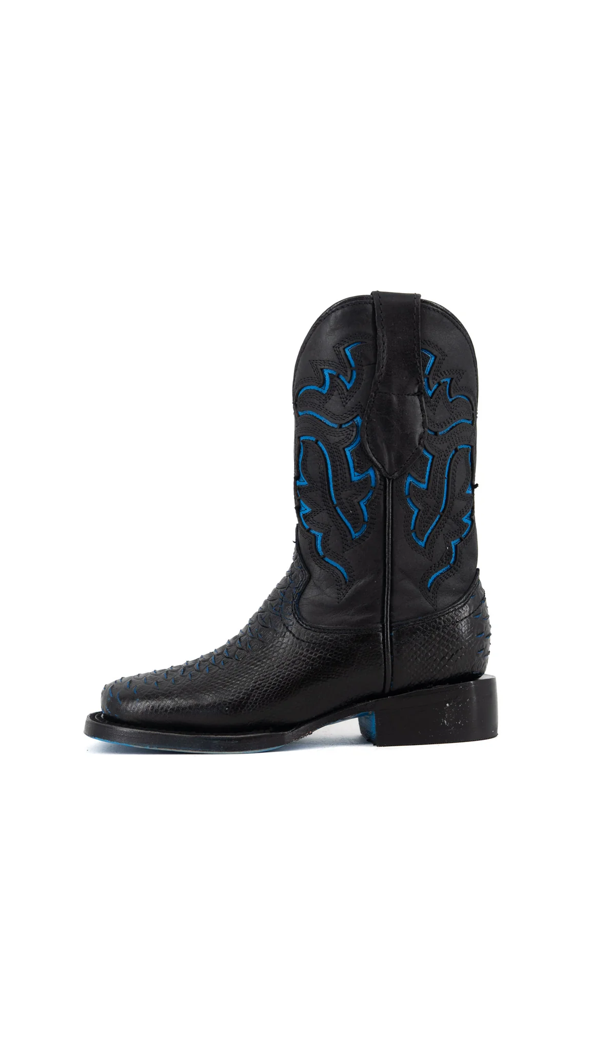 Little Kids Bruce Python Blue Bottom Cowboy Boot - Image 4