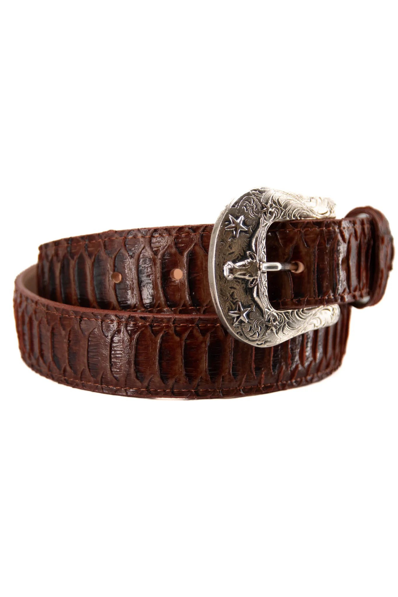 Python Longhorn X Buckle Cowboy Belt - Image 6