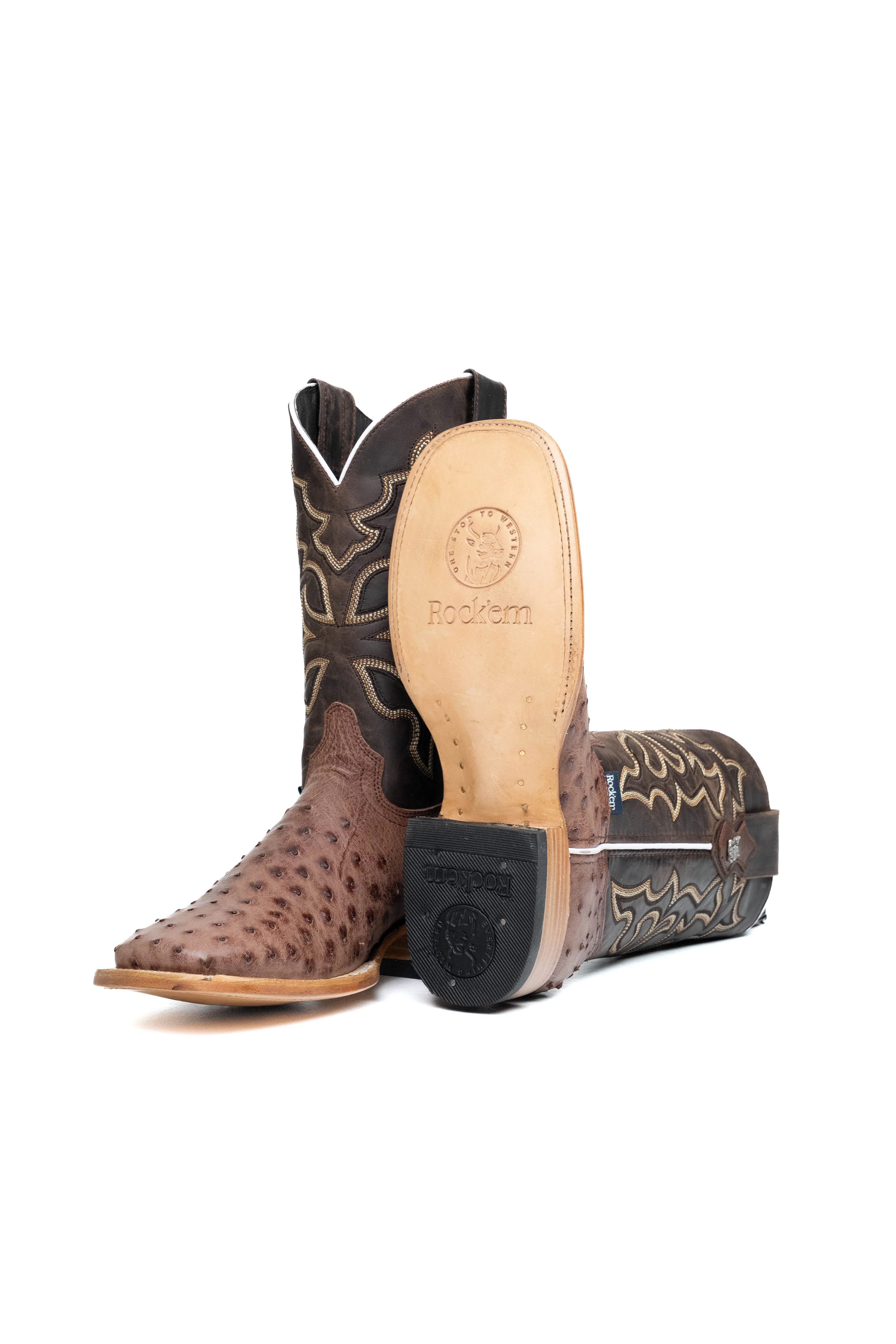 Lucas Exotic Ostrich Square Toe Cowboy Boot - Image 11