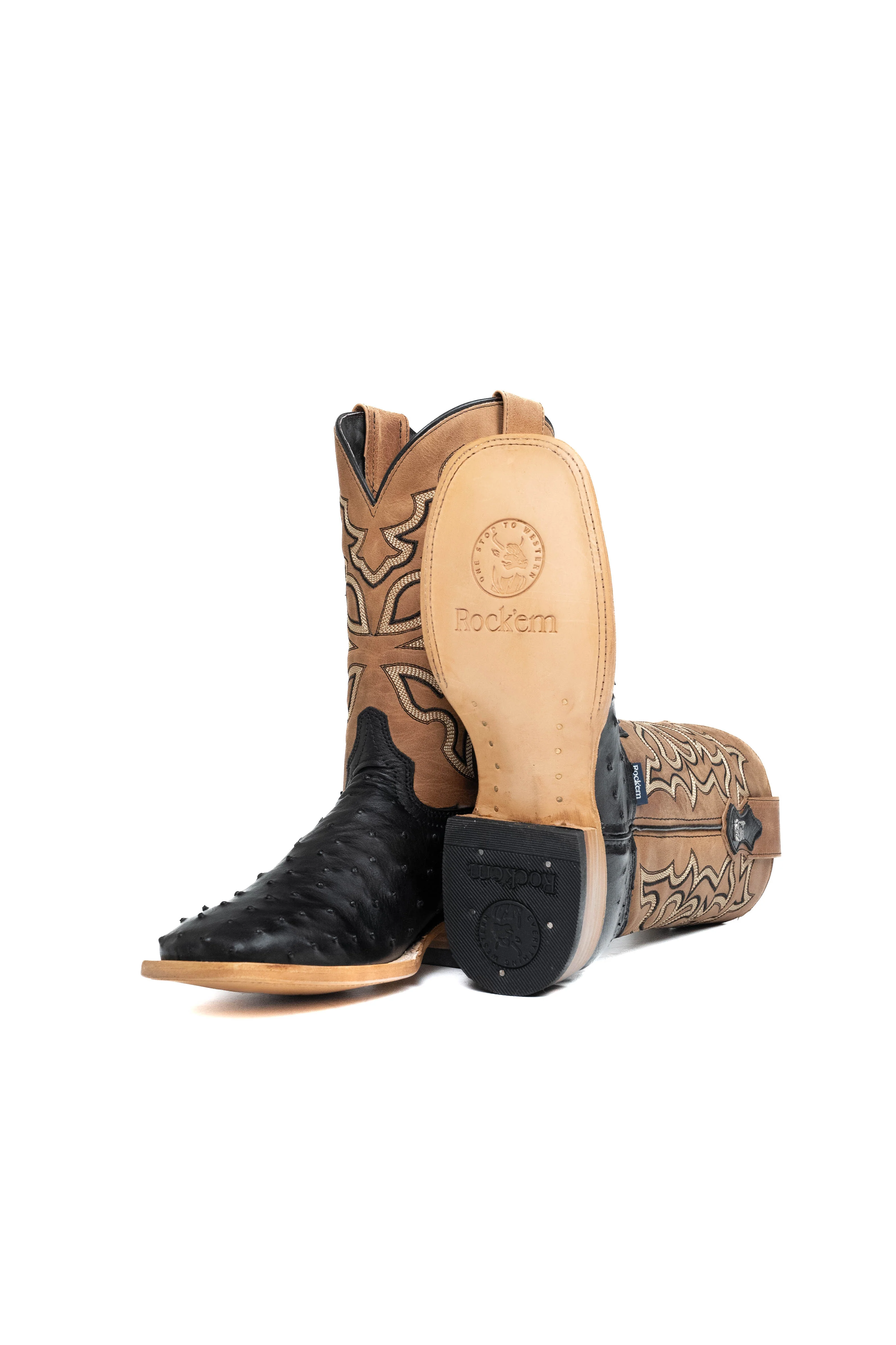 Lucas Exotic Ostrich Square Toe Cowboy Boot - Image 5