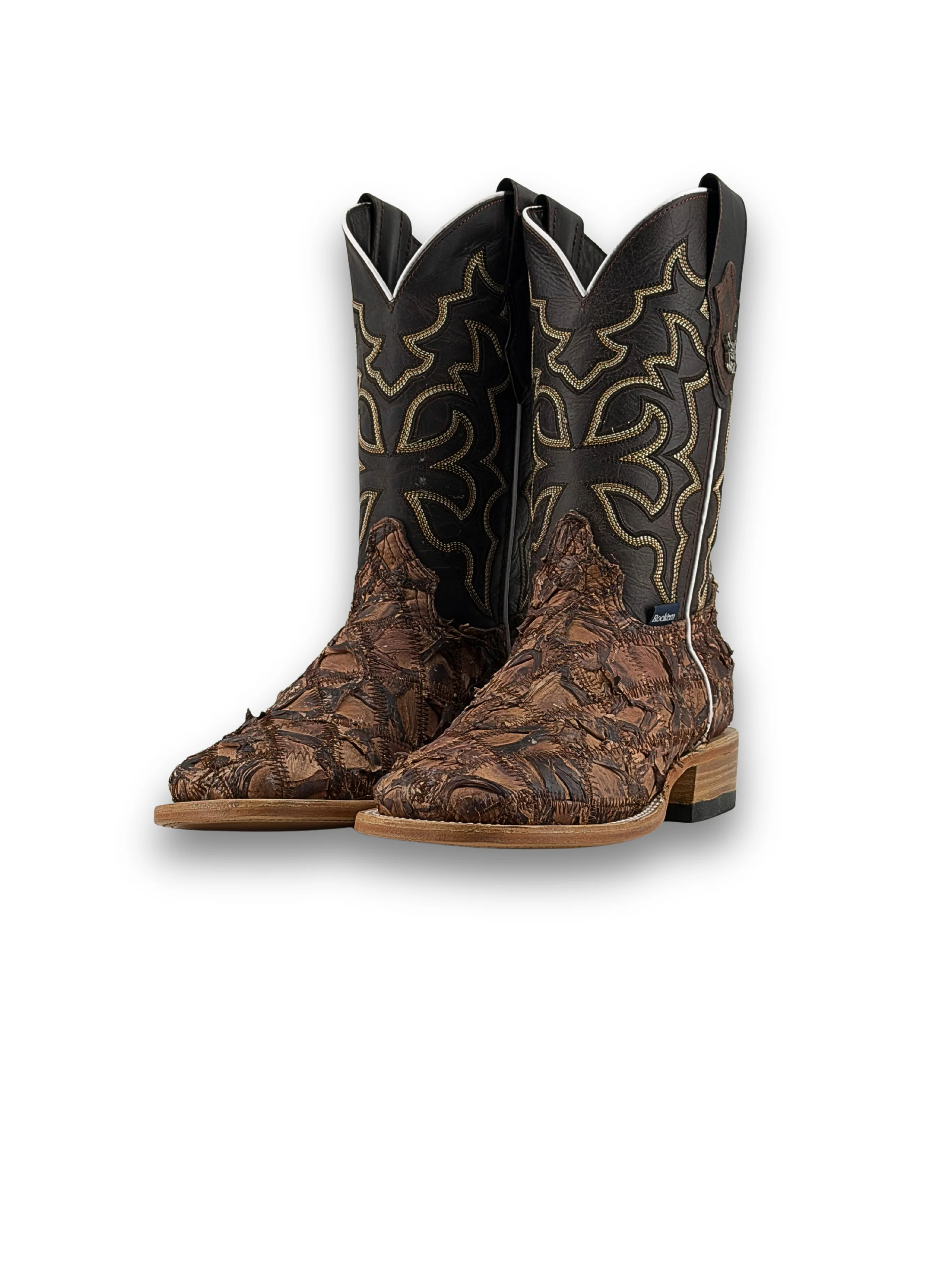 Lucas Exotic Pirarucu Patchwork Square Toe Cowboy Boot - Image 10