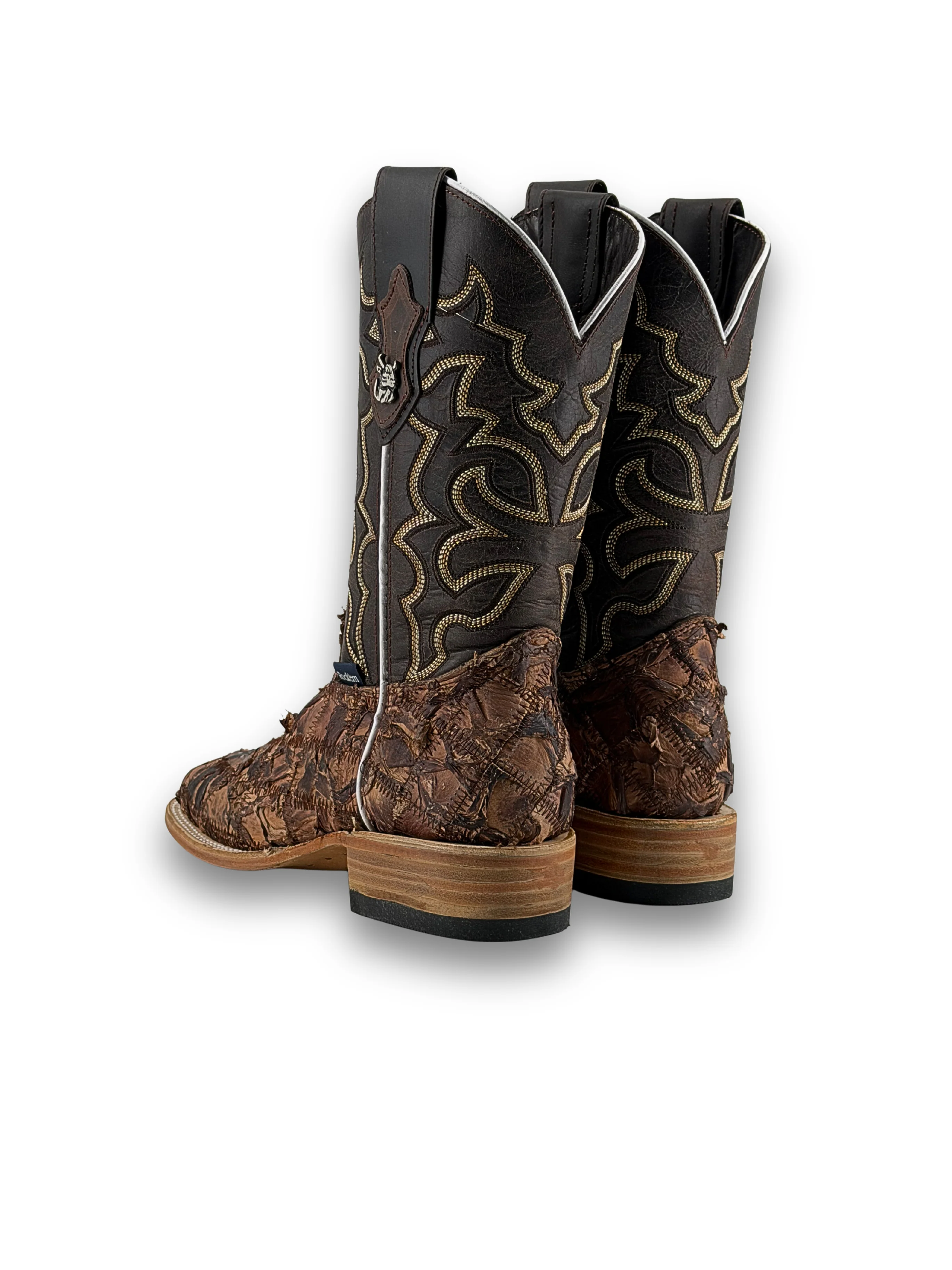 Lucas Exotic Pirarucu Patchwork Square Toe Cowboy Boot - Image 12