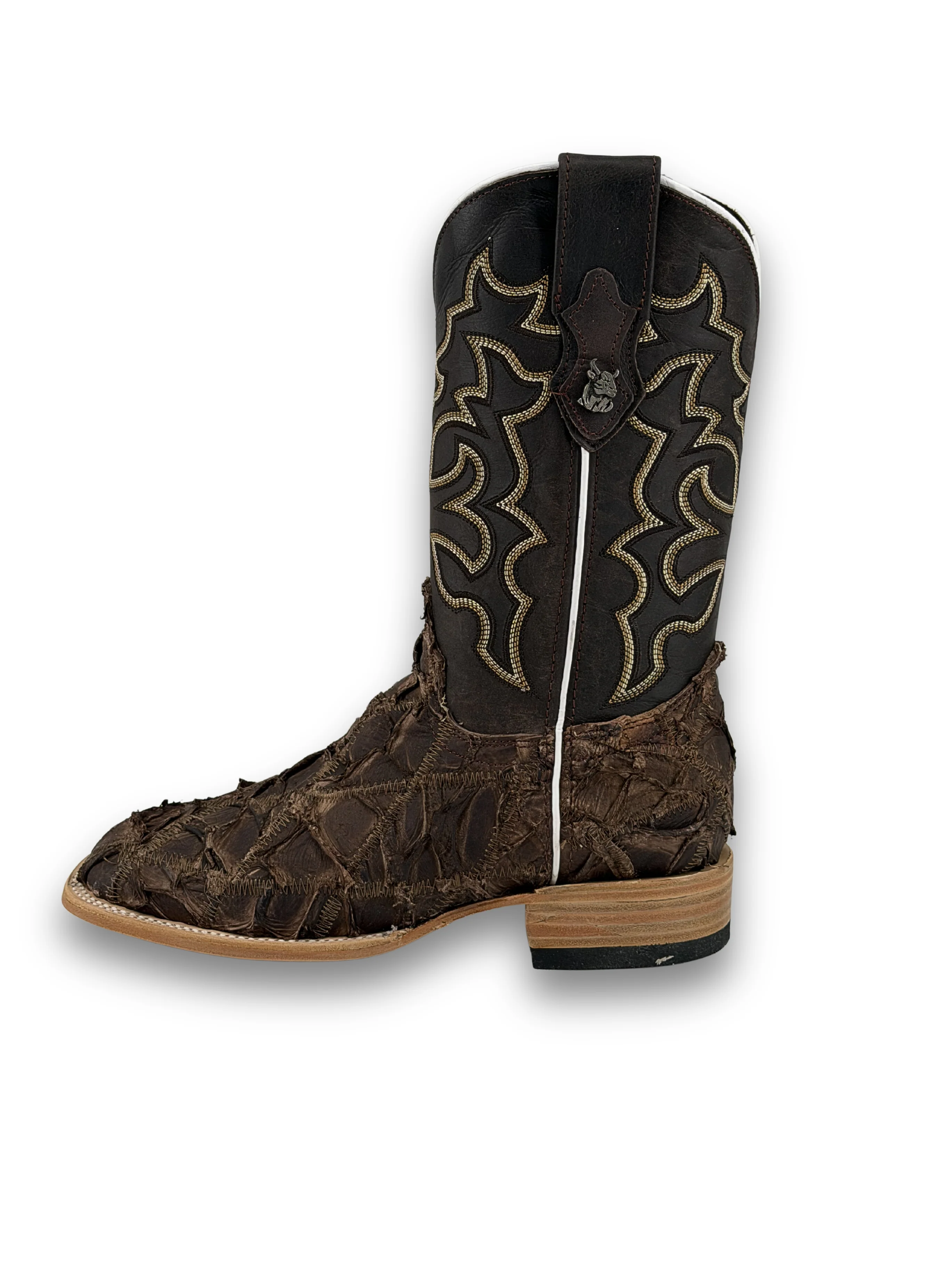 Lucas Exotic Pirarucu Patchwork Square Toe Cowboy Boot - Image 14
