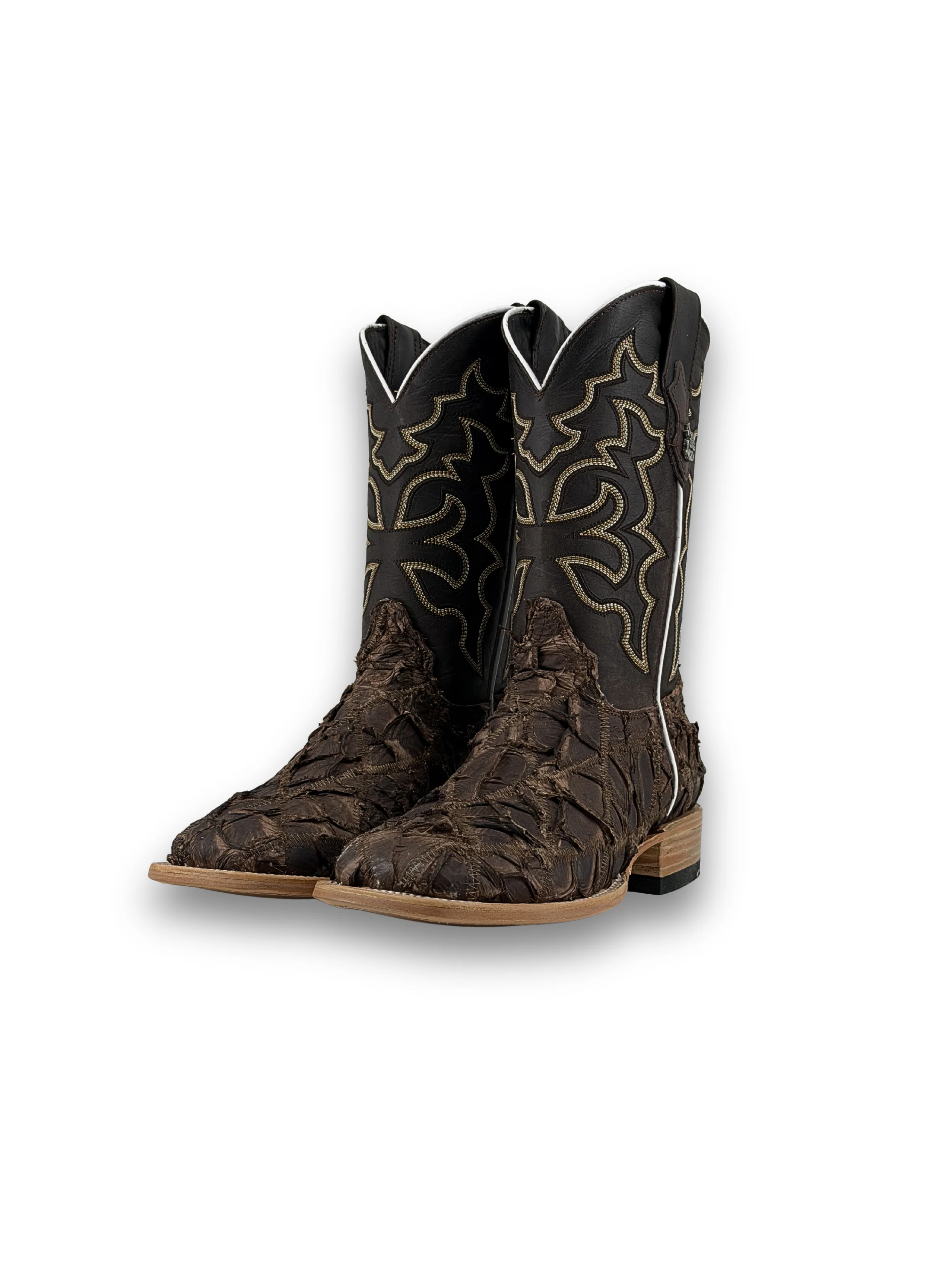 Lucas Exotic Pirarucu Patchwork Square Toe Cowboy Boot - Image 16