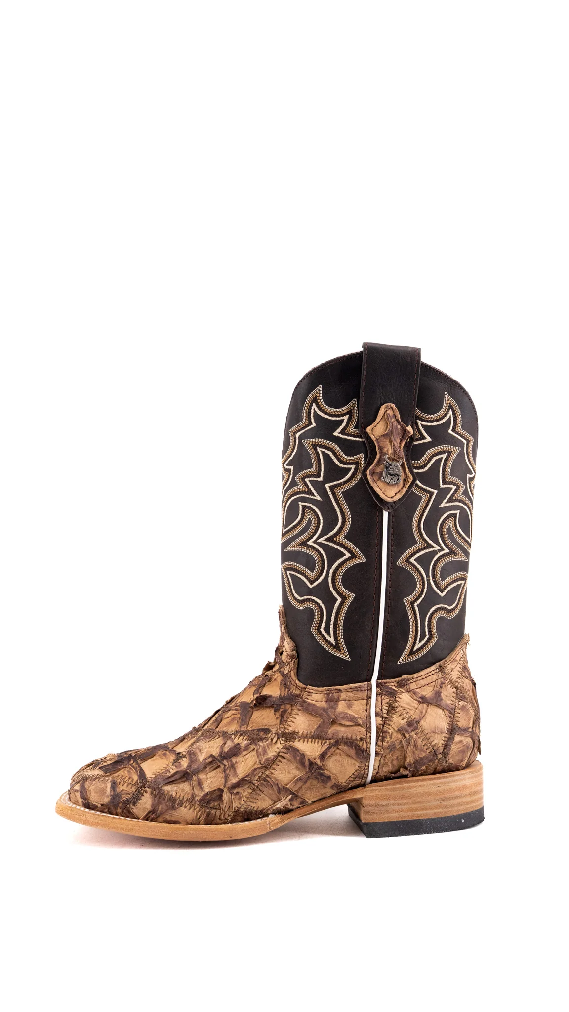 Lucas Exotic Pirarucu Patchwork Square Toe Cowboy Boot - Image 19