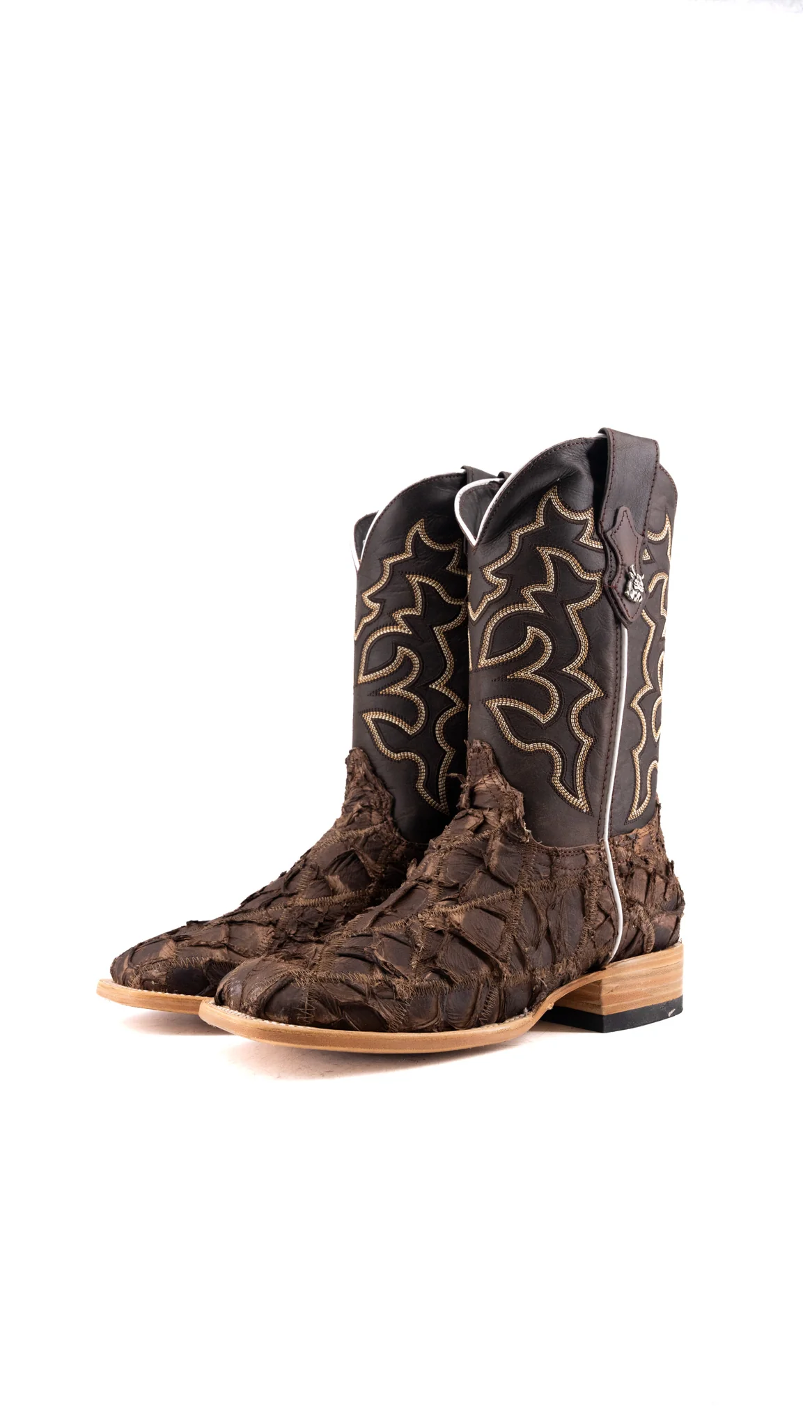 Lucas Exotic Pirarucu Patchwork Square Toe Cowboy Boot - Image 22