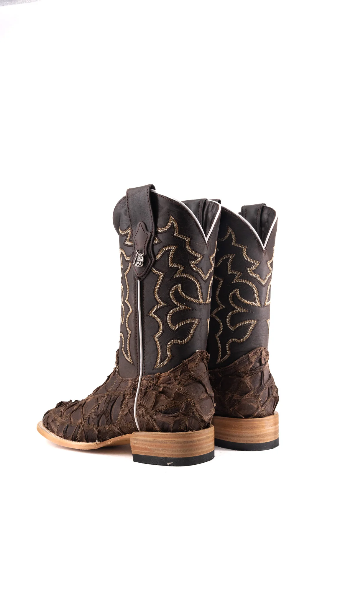 Lucas Exotic Pirarucu Patchwork Square Toe Cowboy Boot - Image 23