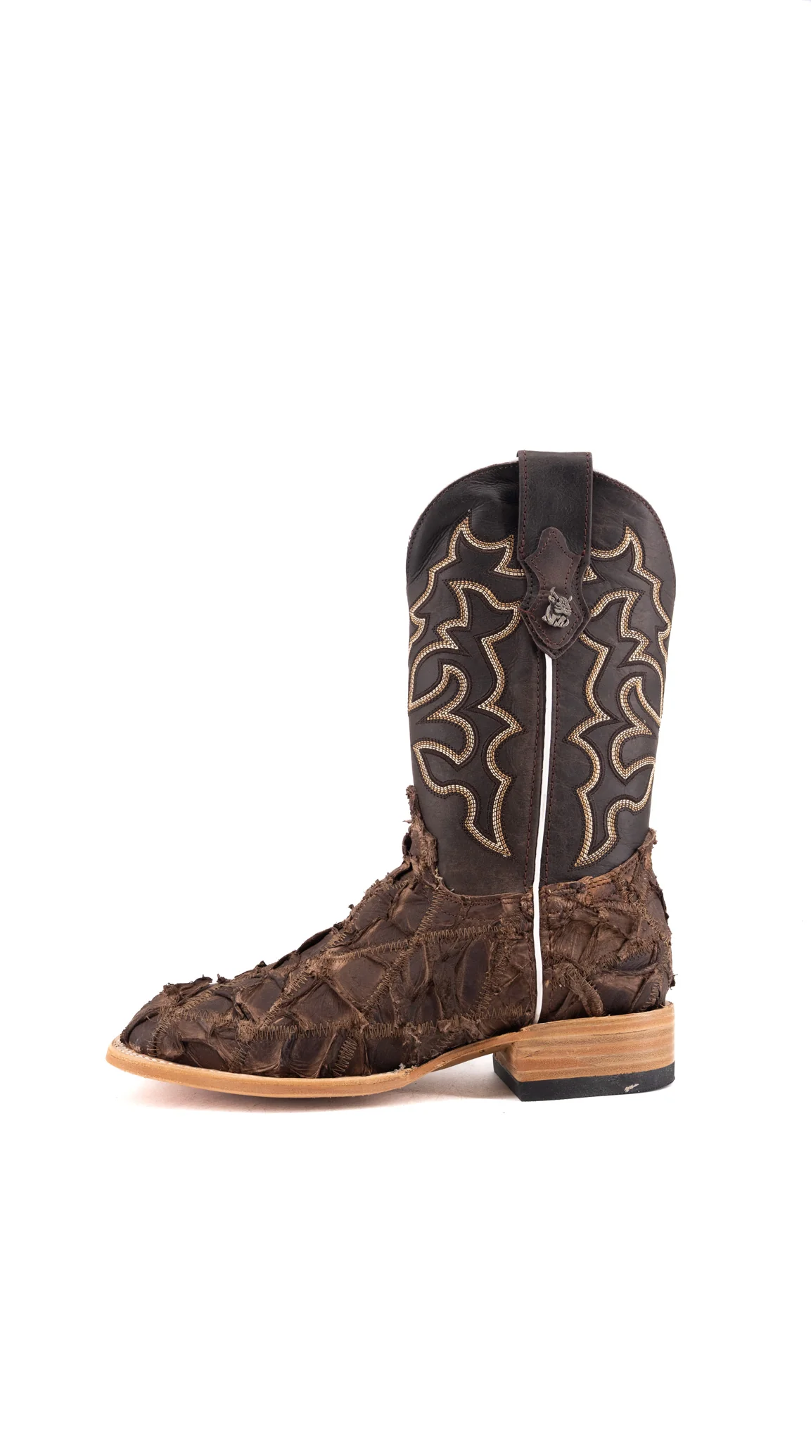 Lucas Exotic Pirarucu Patchwork Square Toe Cowboy Boot - Image 24