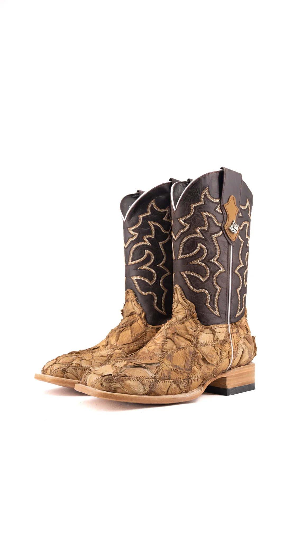 Lucas Exotic Pirarucu Patchwork Square Toe Cowboy Boot - Image 27