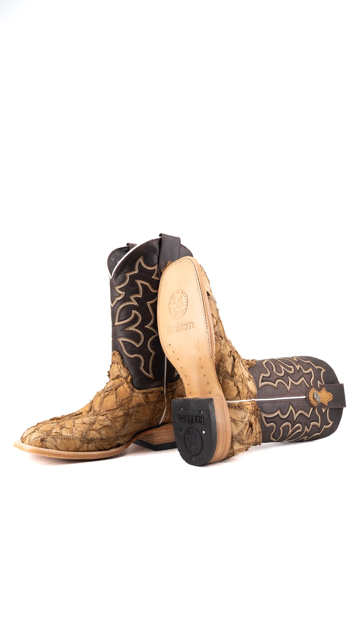 Lucas Exotic Pirarucu Patchwork Square Toe Cowboy Boot - Image 30