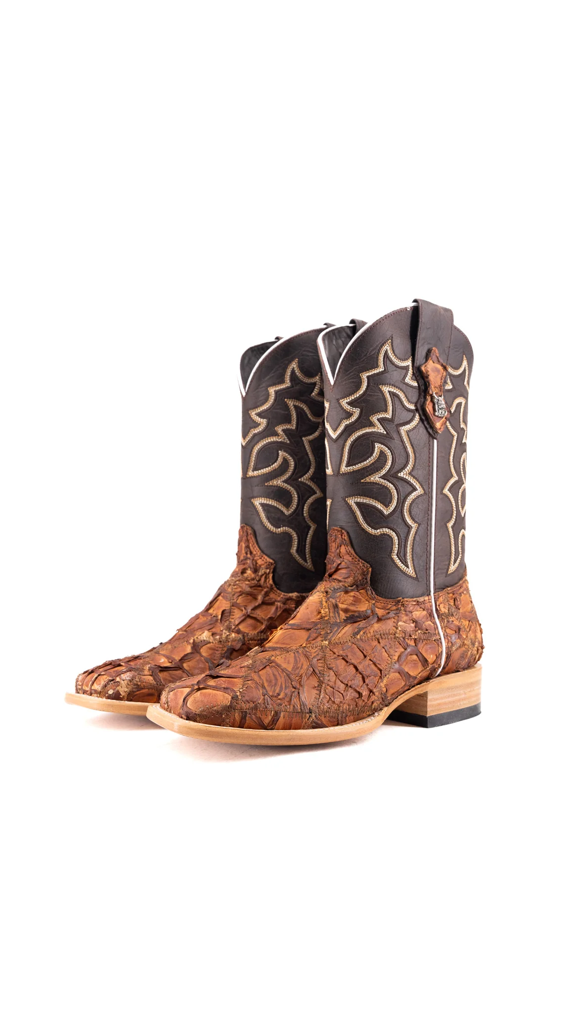 Lucas Exotic Pirarucu Patchwork Square Toe Cowboy Boot - Image 32