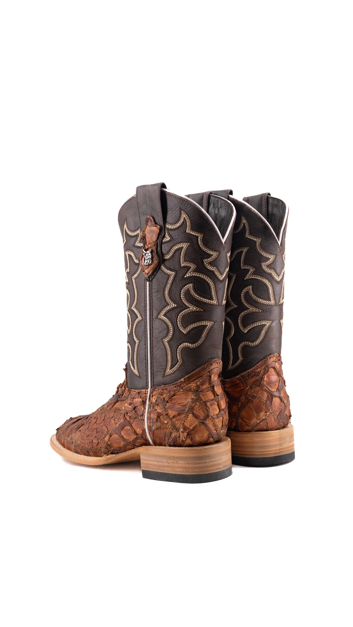 Lucas Exotic Pirarucu Patchwork Square Toe Cowboy Boot - Image 34