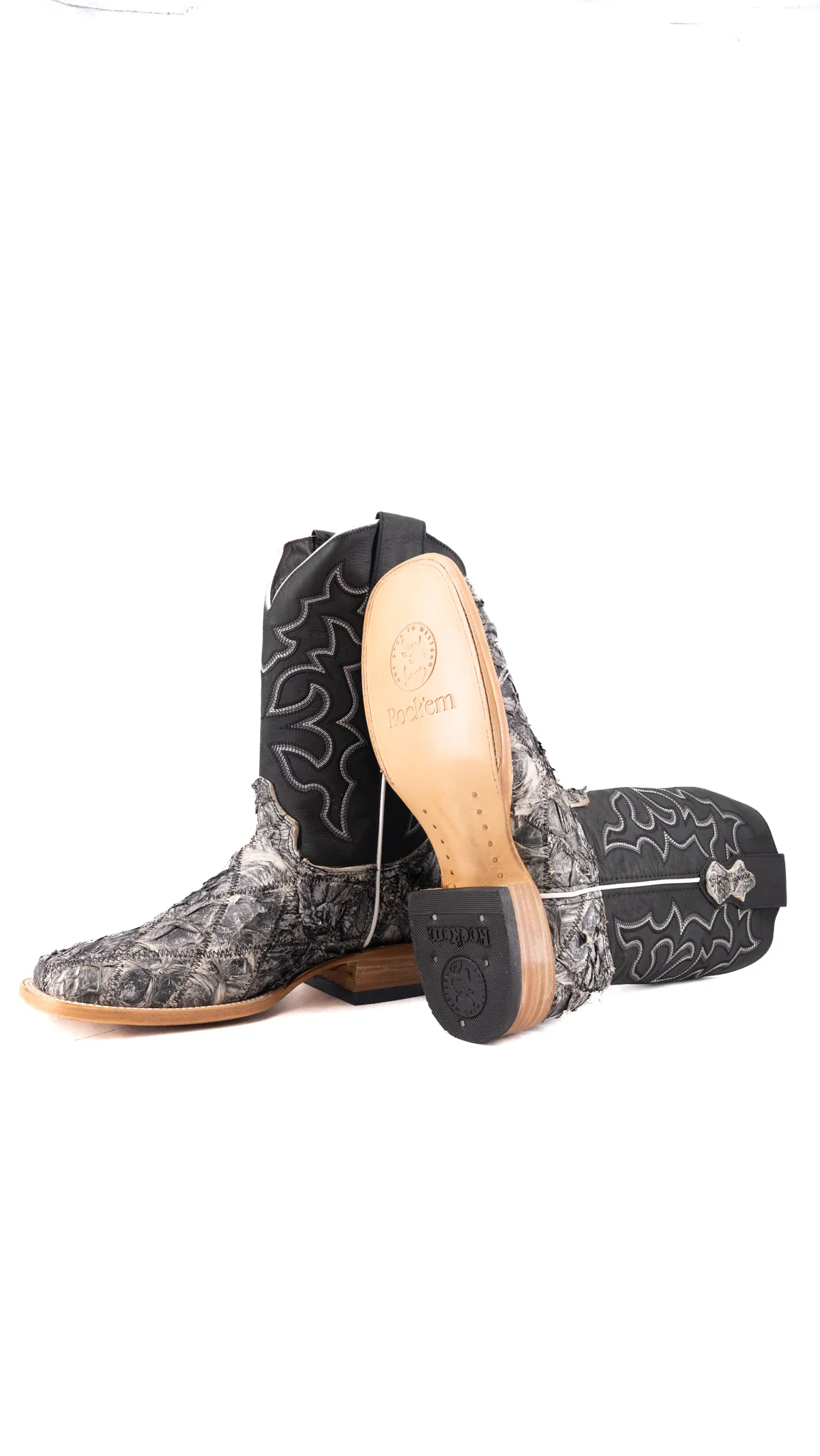 Lucas Exotic Pirarucu Patchwork Square Toe Cowboy Boot - Image 40