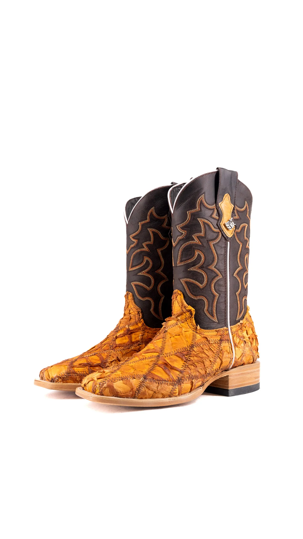 Lucas Exotic Pirarucu Patchwork Square Toe Cowboy Boot - Image 42