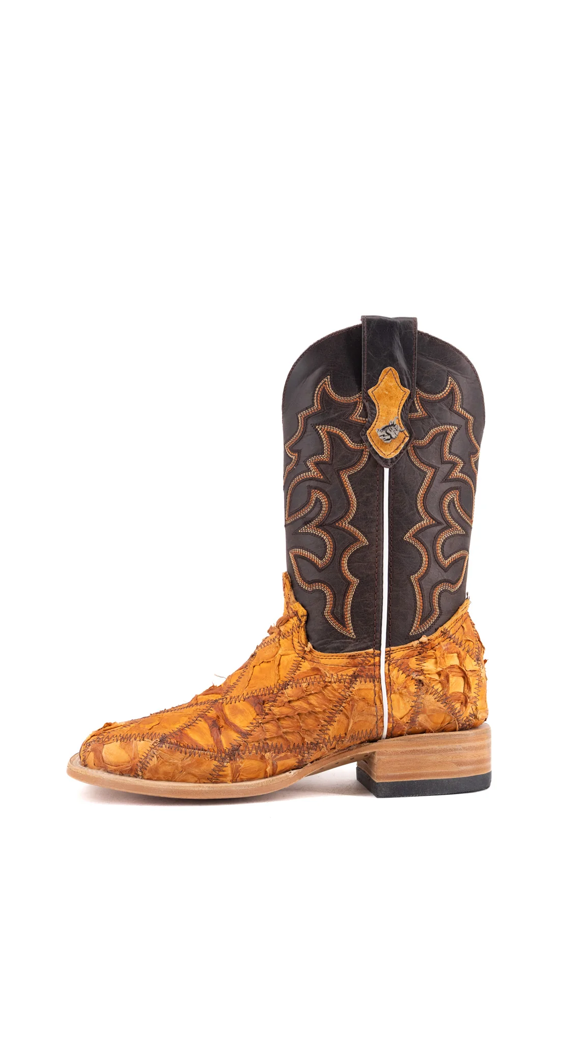 Lucas Exotic Pirarucu Patchwork Square Toe Cowboy Boot - Image 43