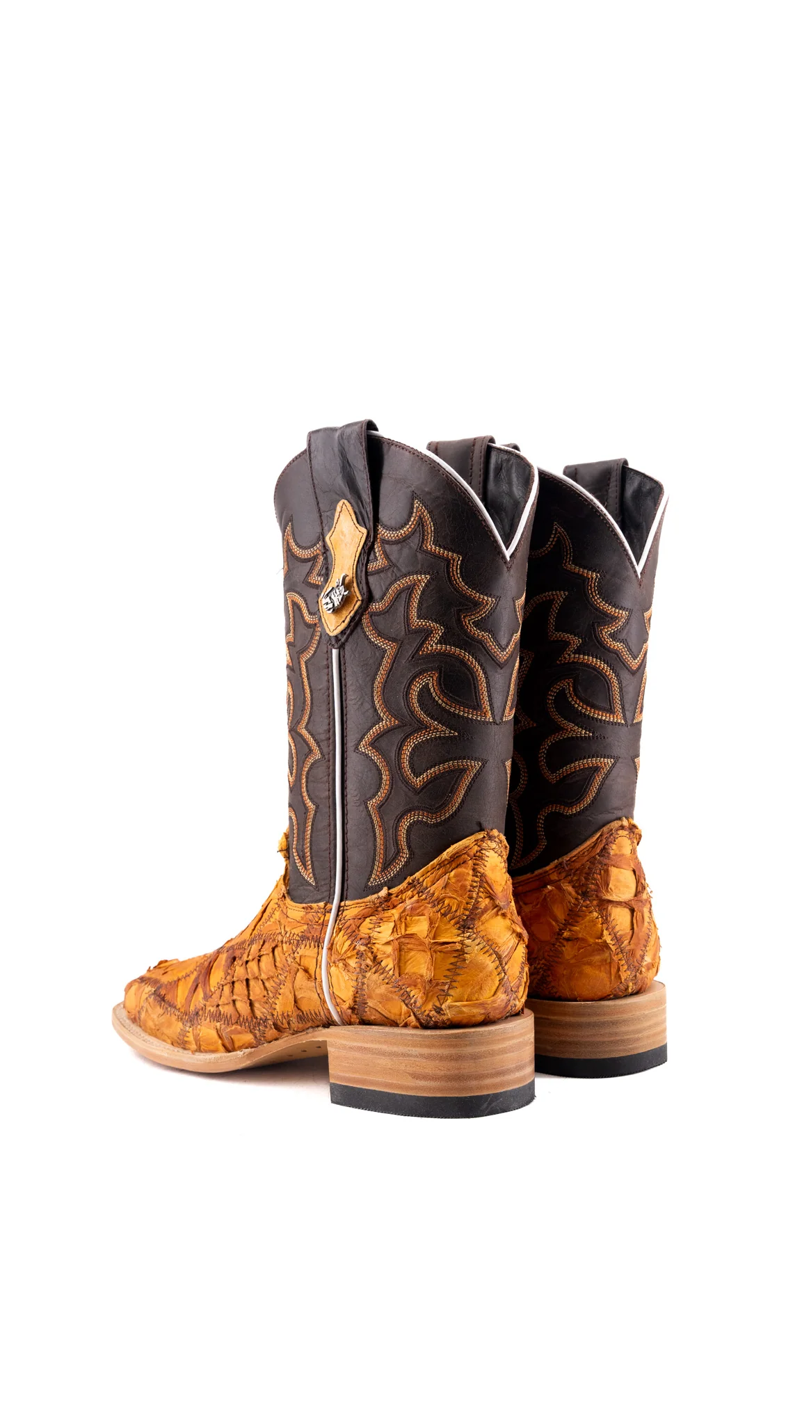 Lucas Exotic Pirarucu Patchwork Square Toe Cowboy Boot - Image 44