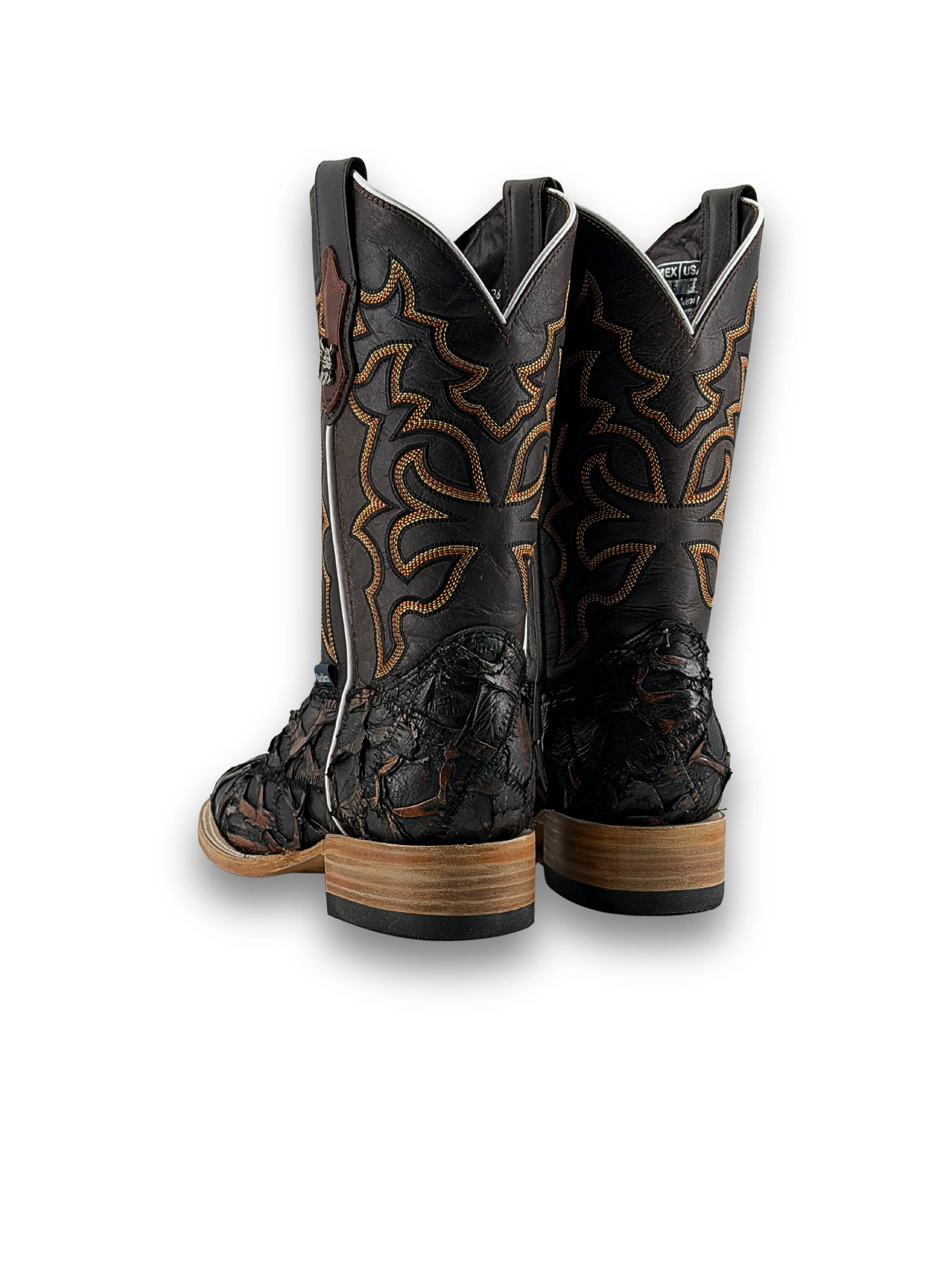 Lucas Exotic Pirarucu Patchwork Square Toe Cowboy Boot - Image 8
