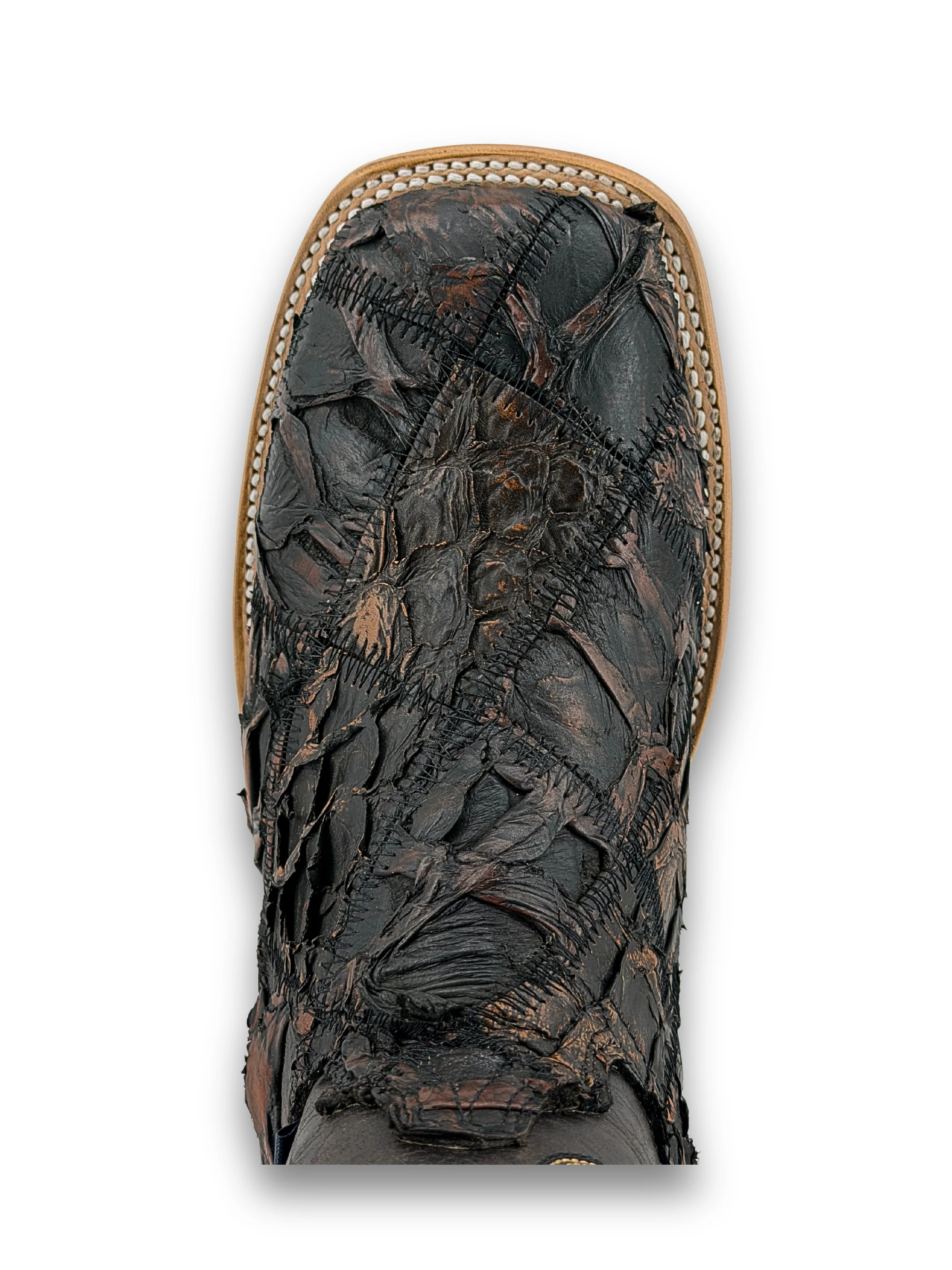 Lucas Exotic Pirarucu Patchwork Square Toe Cowboy Boot - Image 9