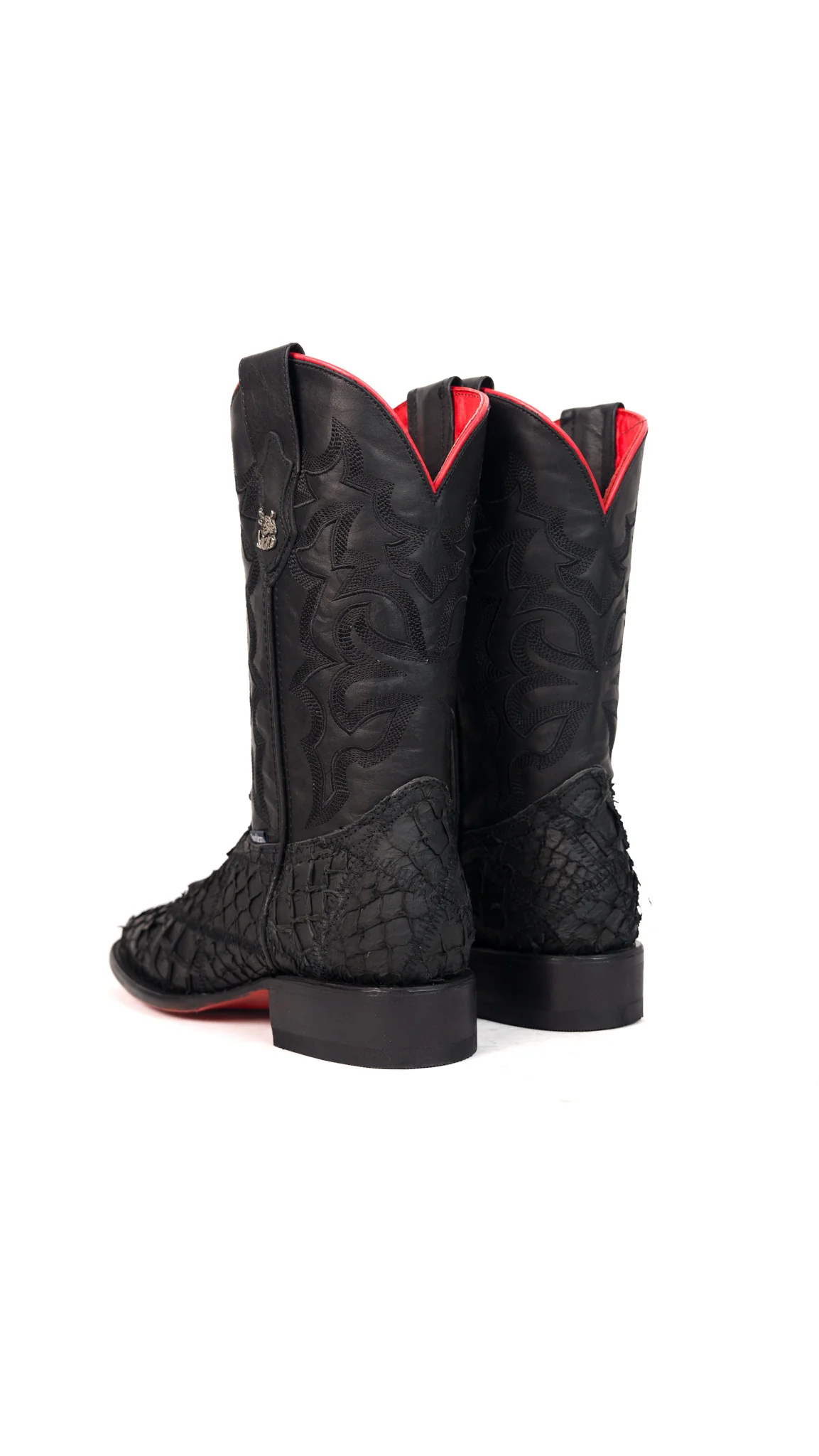Lucas Exotic Pirarucu Red Bottom Patchwork Cowboy Boot - Image 3