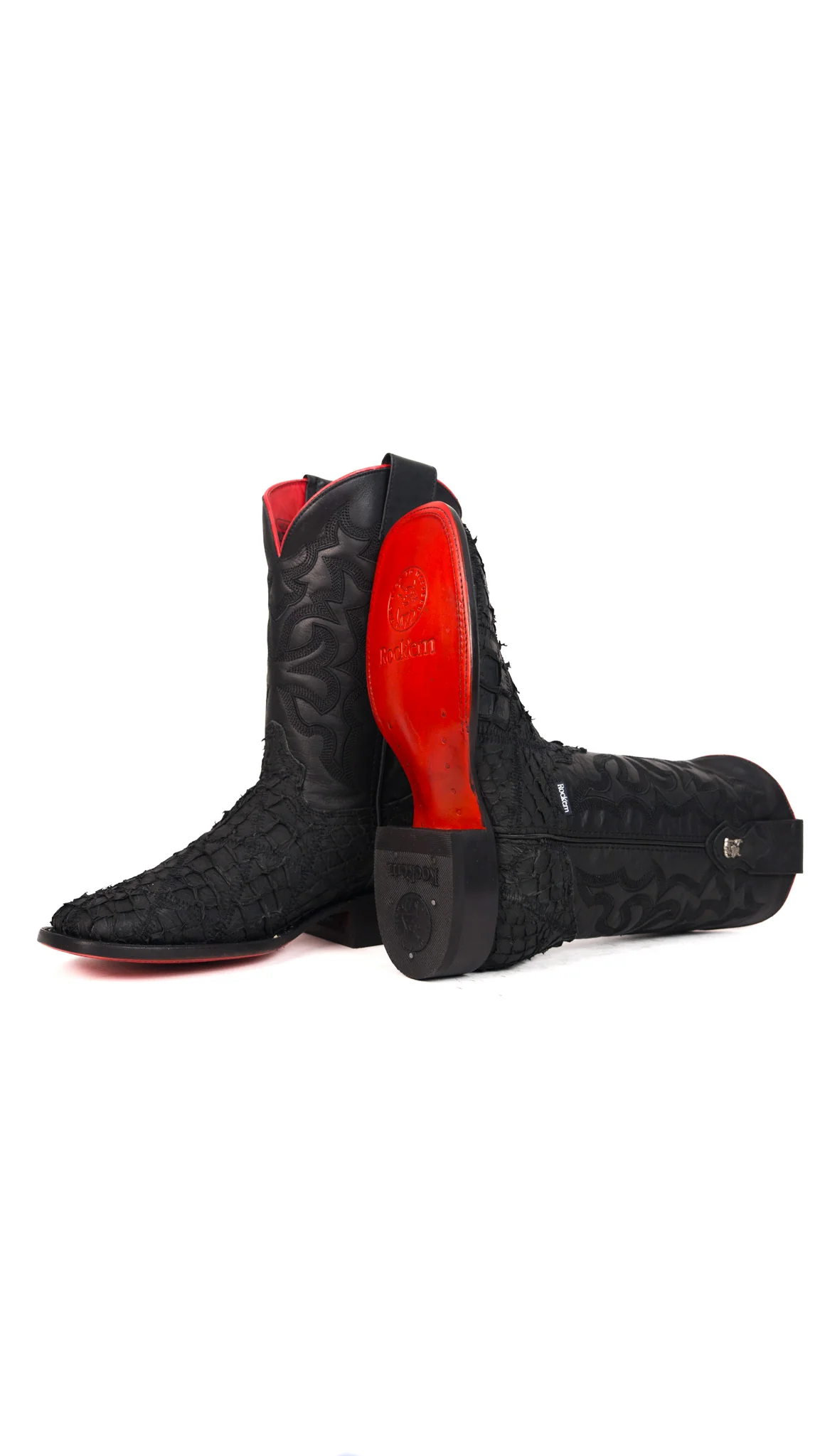 Lucas Exotic Pirarucu Red Bottom Patchwork Cowboy Boot - Image 4