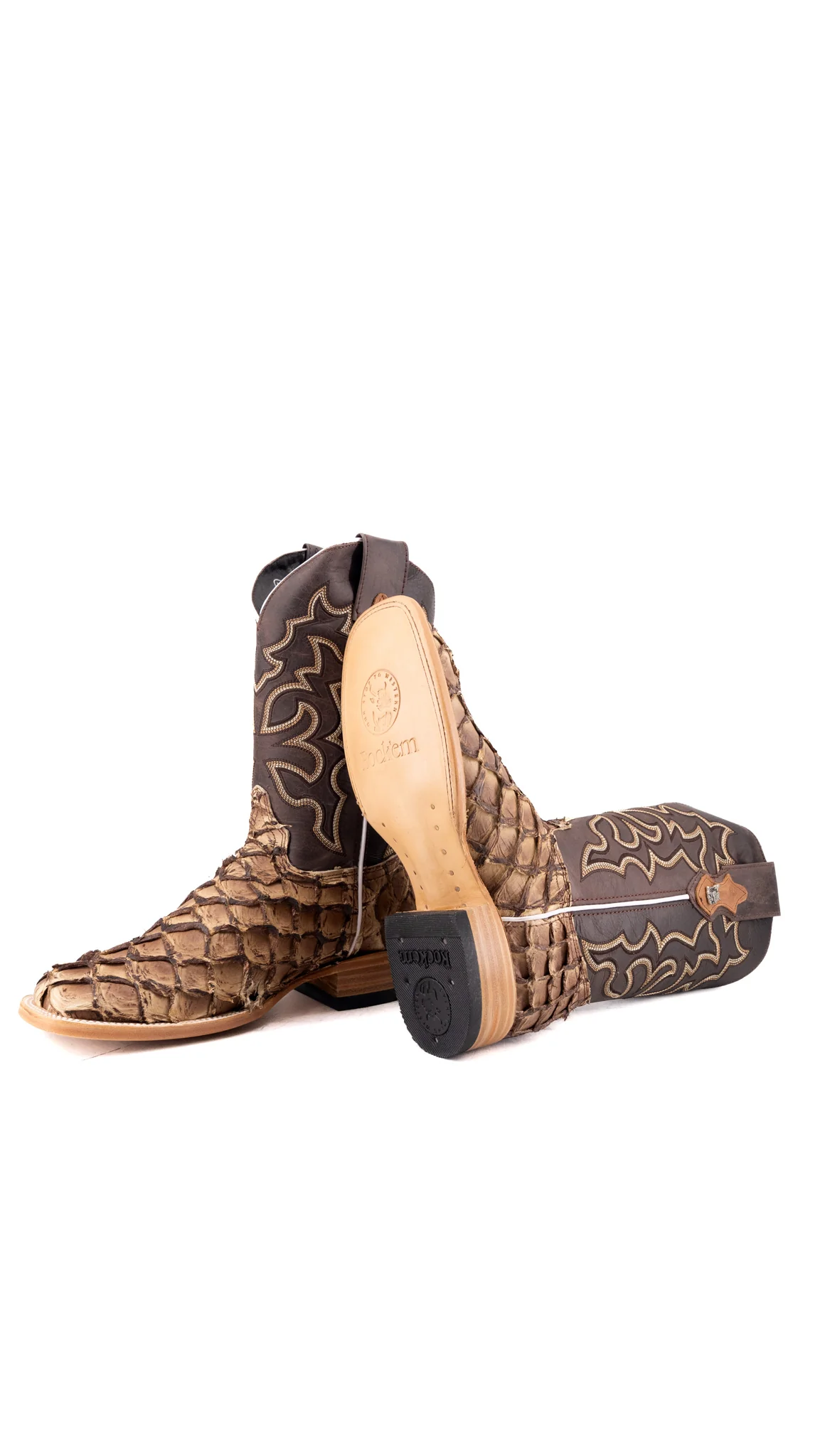 Lucas Exotic Pirarucu Square Toe Cowboy Boot - Image 14