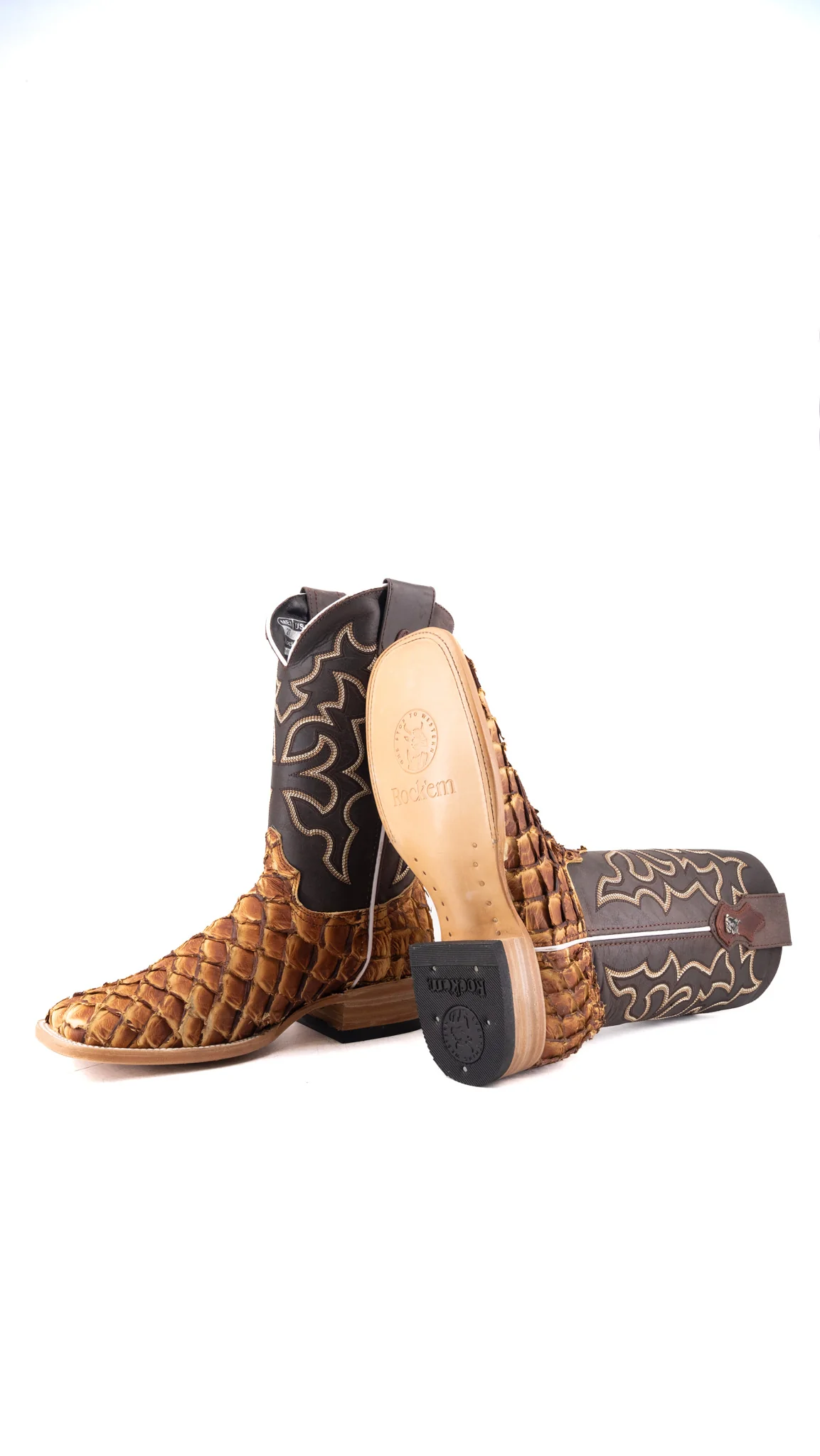 Lucas Exotic Pirarucu Square Toe Cowboy Boot - Image 9