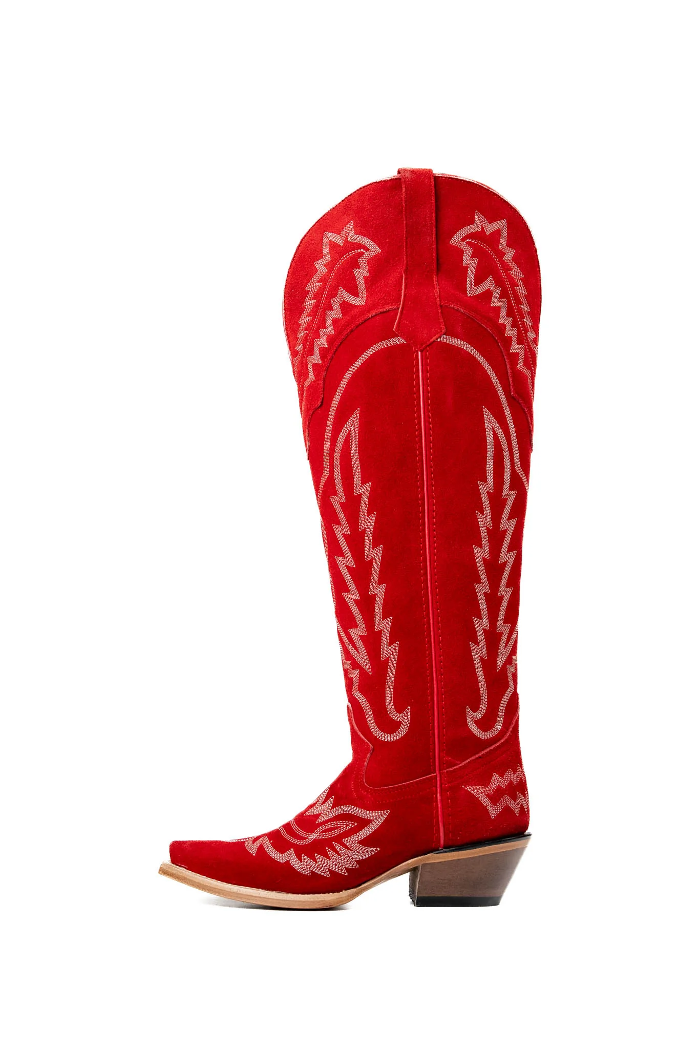 Maggie Suede Knee High Wide Calf Snip Toe Cowgirl Boot - Image 3