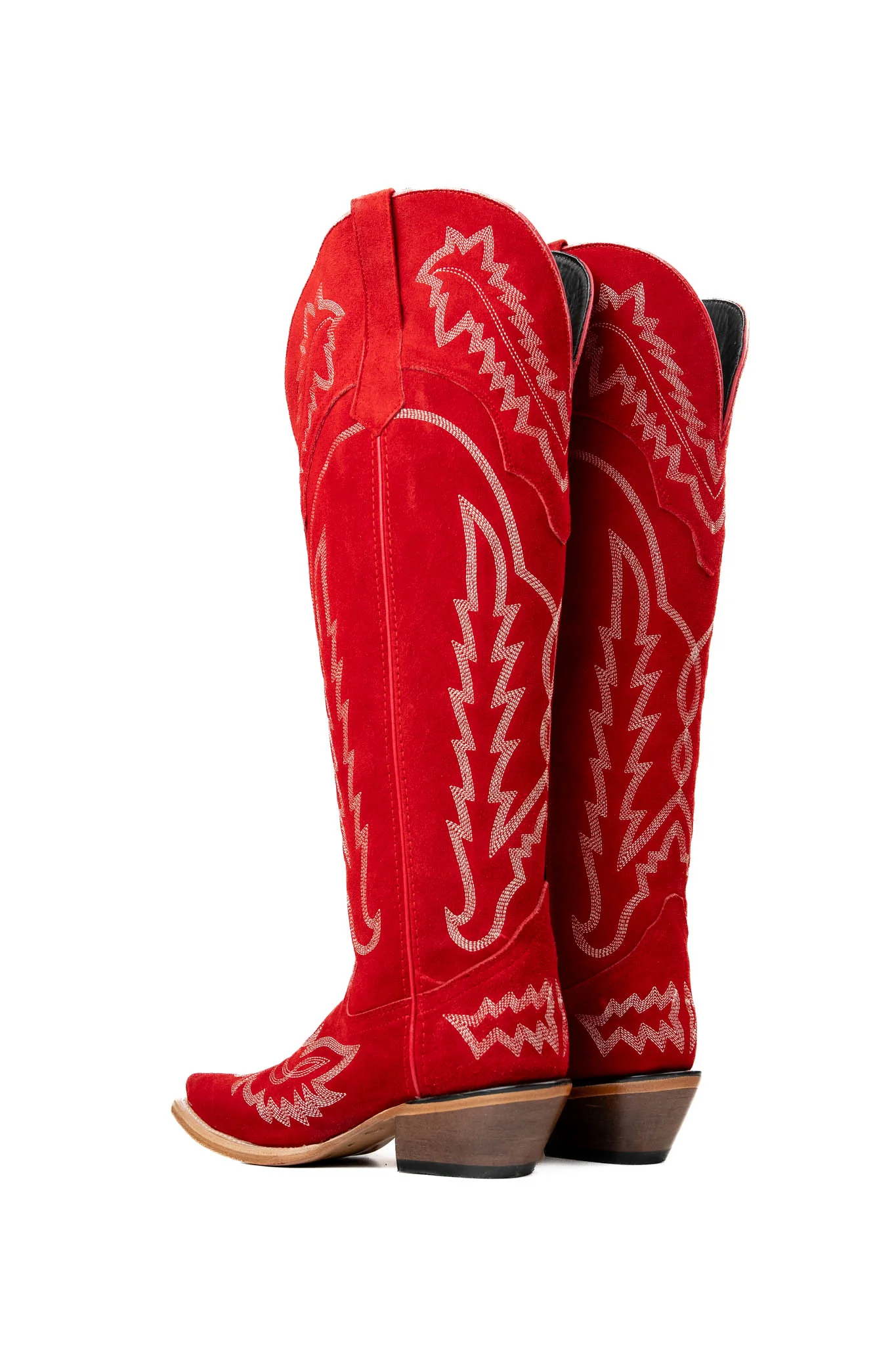 Maggie Suede Knee High Wide Calf Snip Toe Cowgirl Boot - Image 4