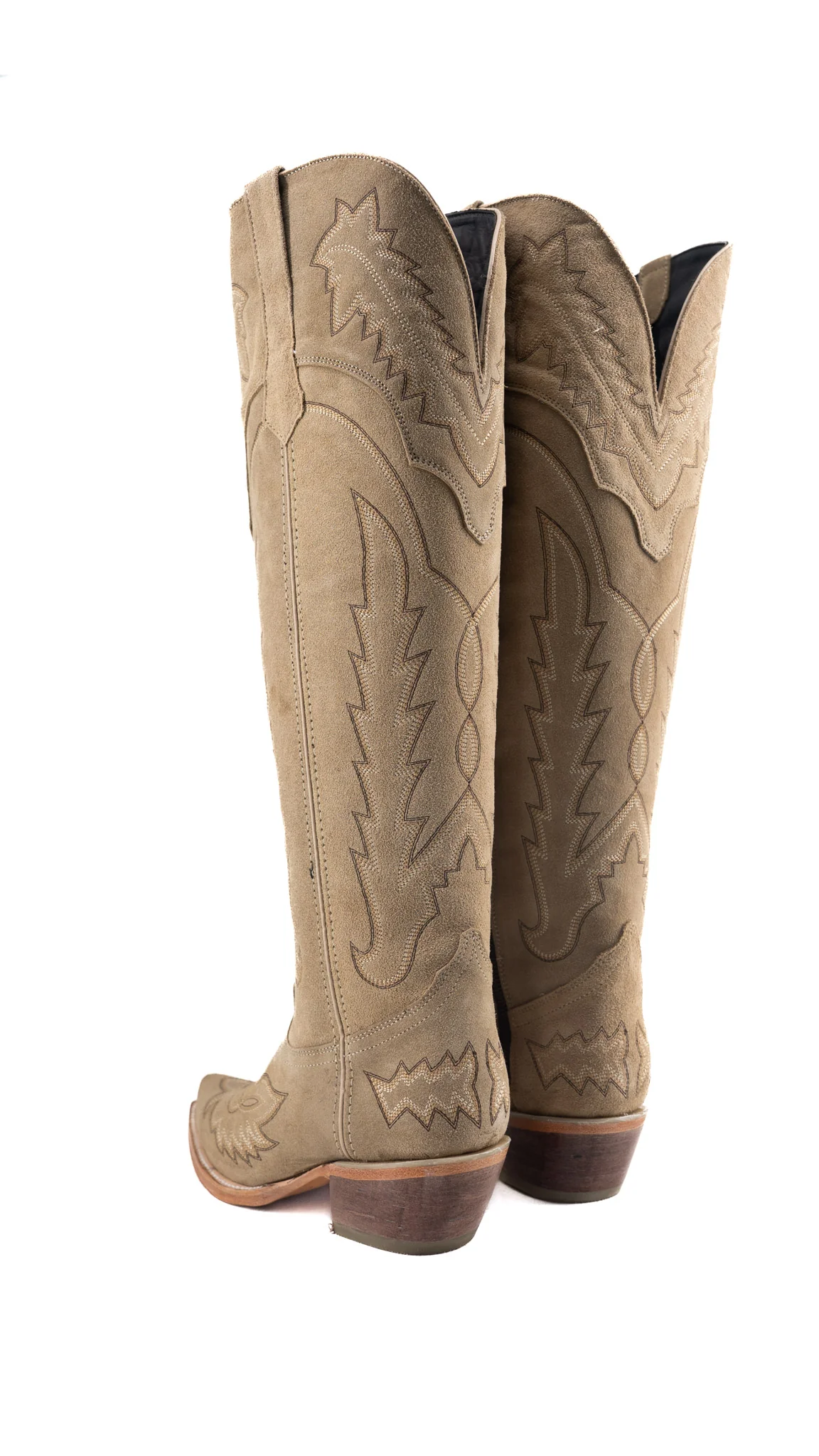 Maggie Suede Knee High Wide Calf Snip Toe Cowgirl Boot - Image 7