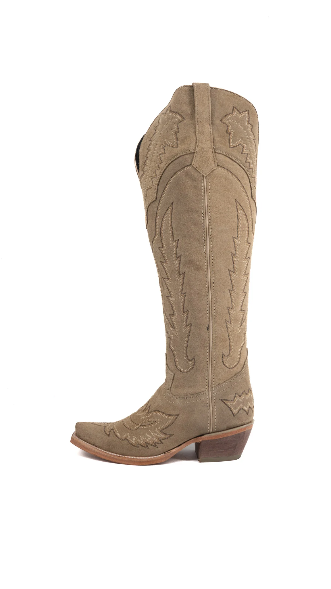 Maggie Suede Knee High Wide Calf Snip Toe Cowgirl Boot - Image 8