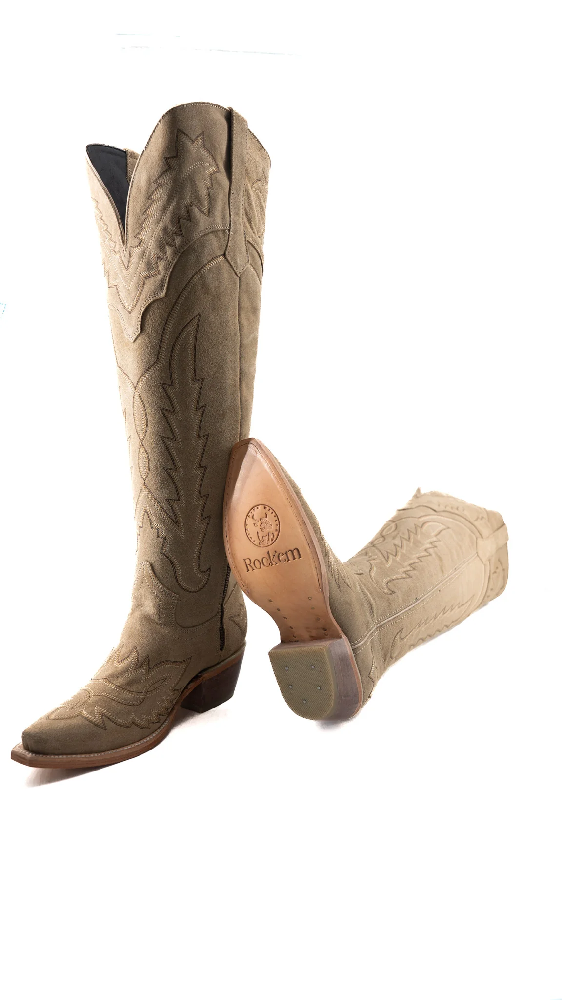 Maggie Suede Knee High Wide Calf Snip Toe Cowgirl Boot - Image 9