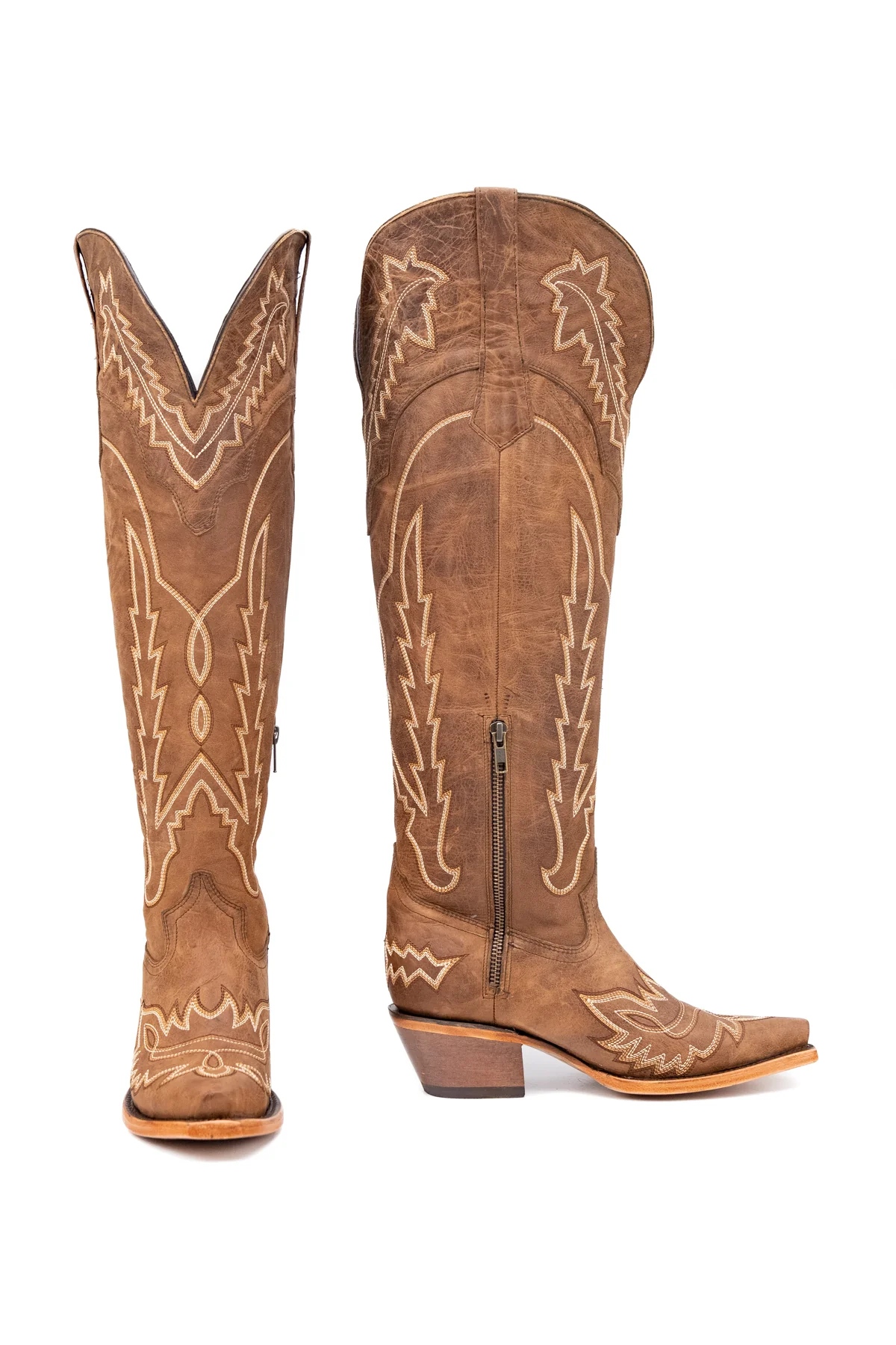 Maggie Knee High Wide Calf Snip Toe Cowgirl Boot - Image 14