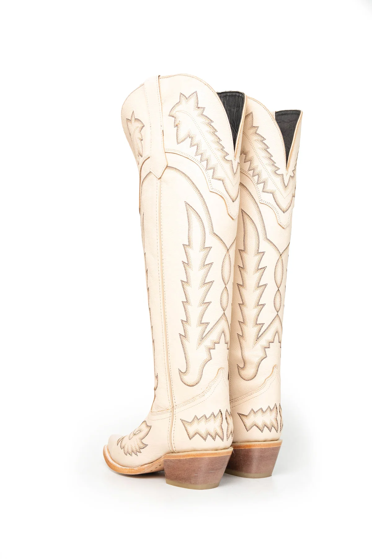 Maggie Knee High Wide Calf Snip Toe Cowgirl Boot - Image 19