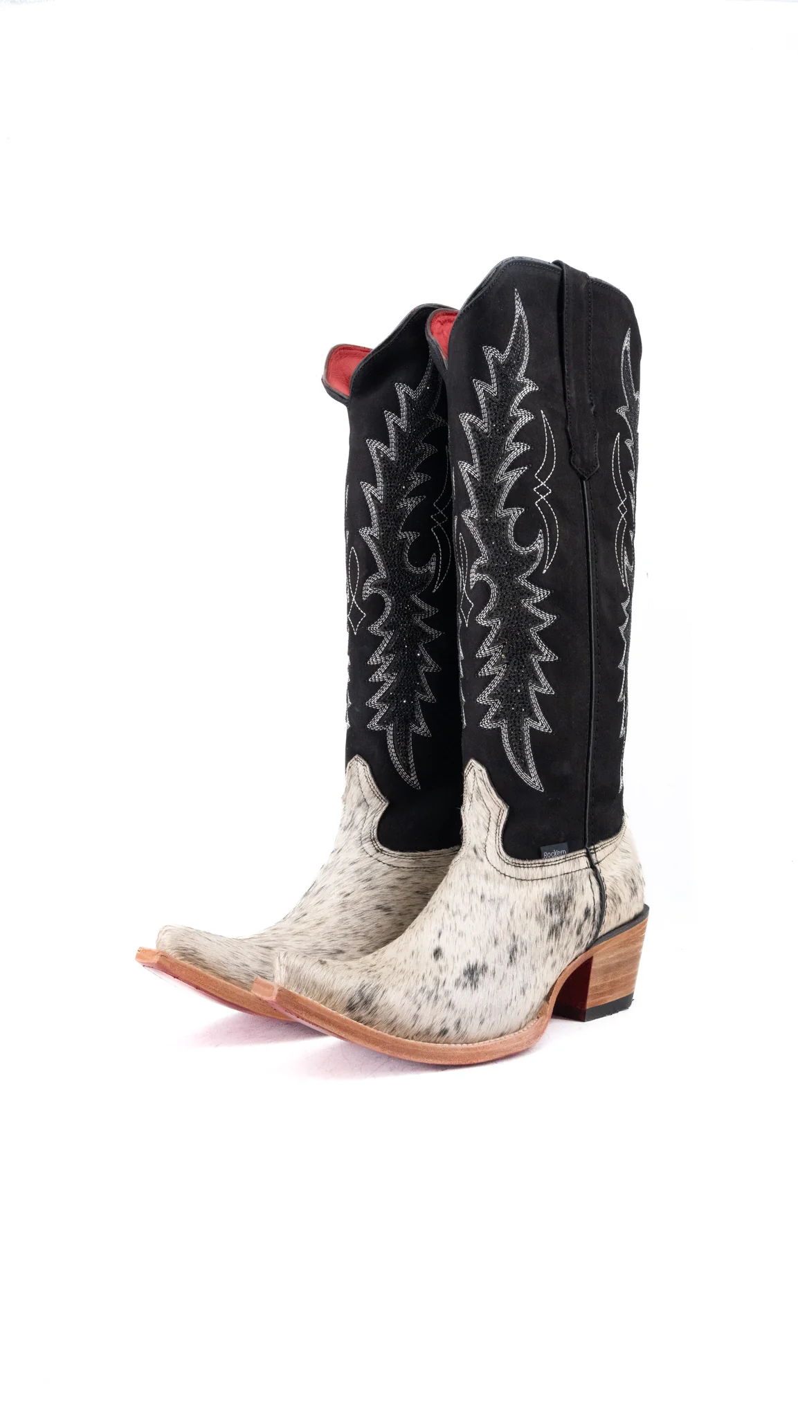 Marisol Tall Cowhide Red Bottom Snip Toe Cowgirl Boot Size 9 Box CW39