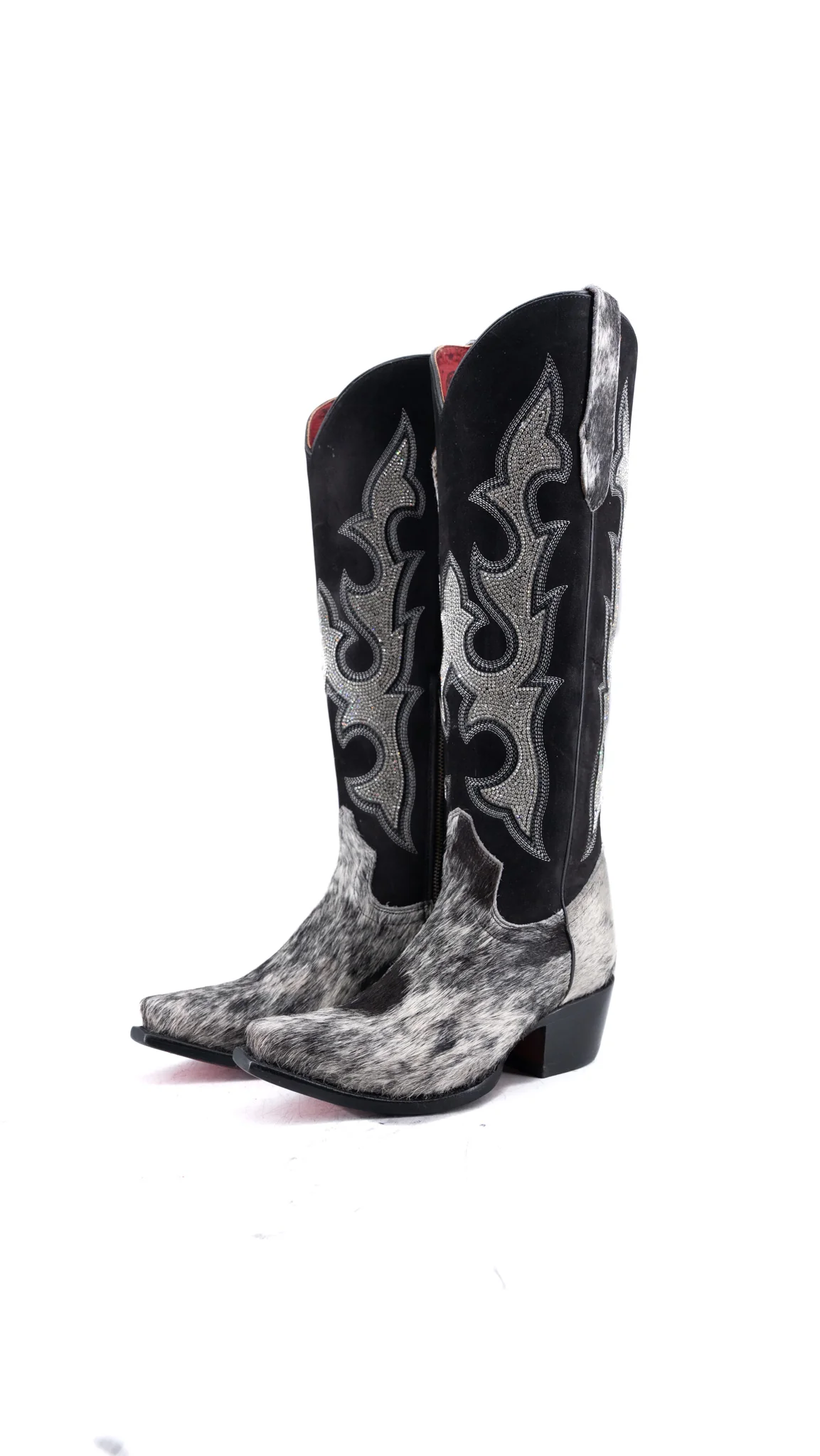 Marisol Tall Cowhide Red Bottom Snip Toe Cowgirl Boot Size 7 Box CW108