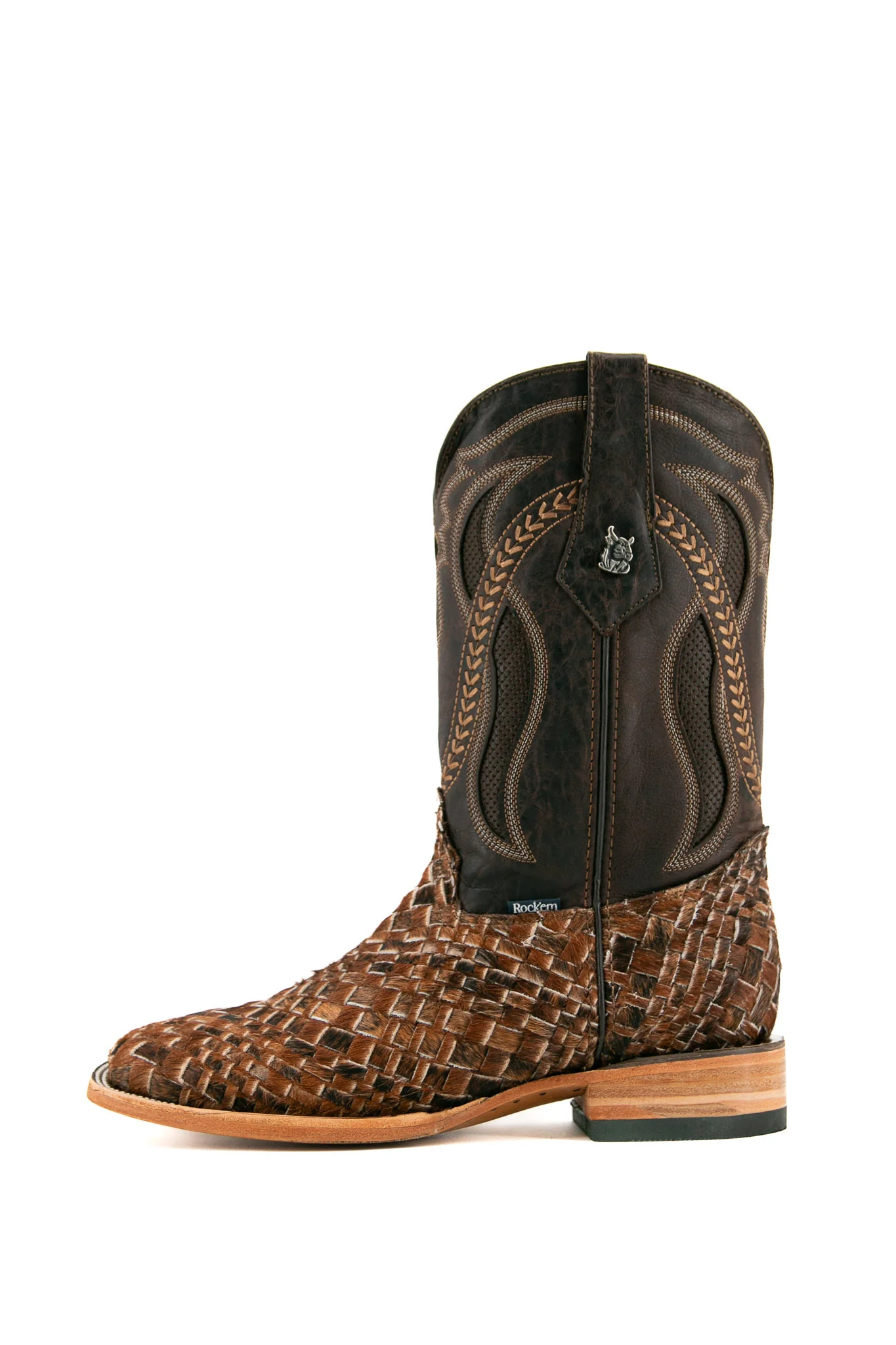 Rock'em Woven Cowhide Square Toe Cowboy Boot - Image 2