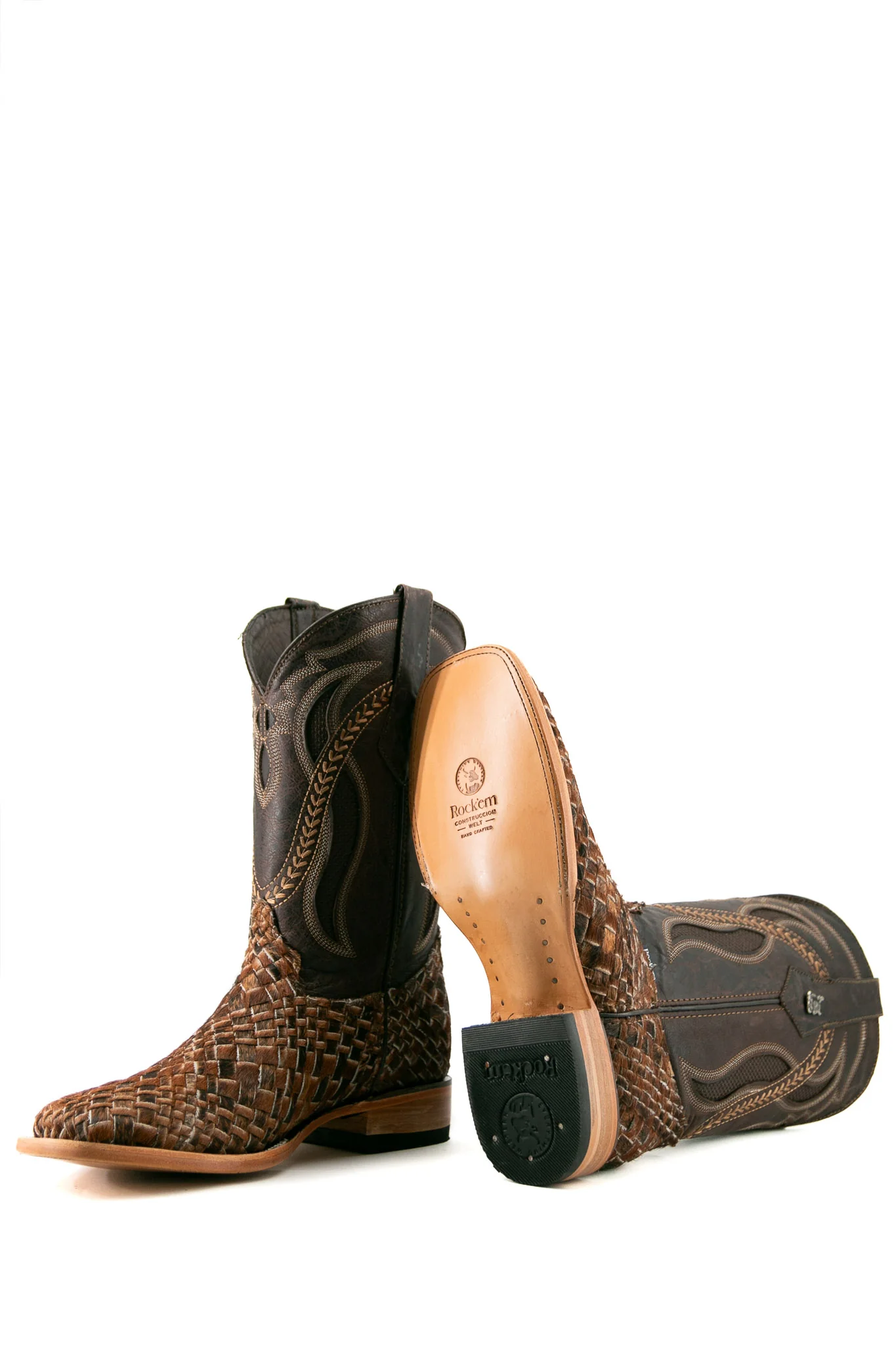 Rock'em Woven Cowhide Square Toe Cowboy Boot - Image 4