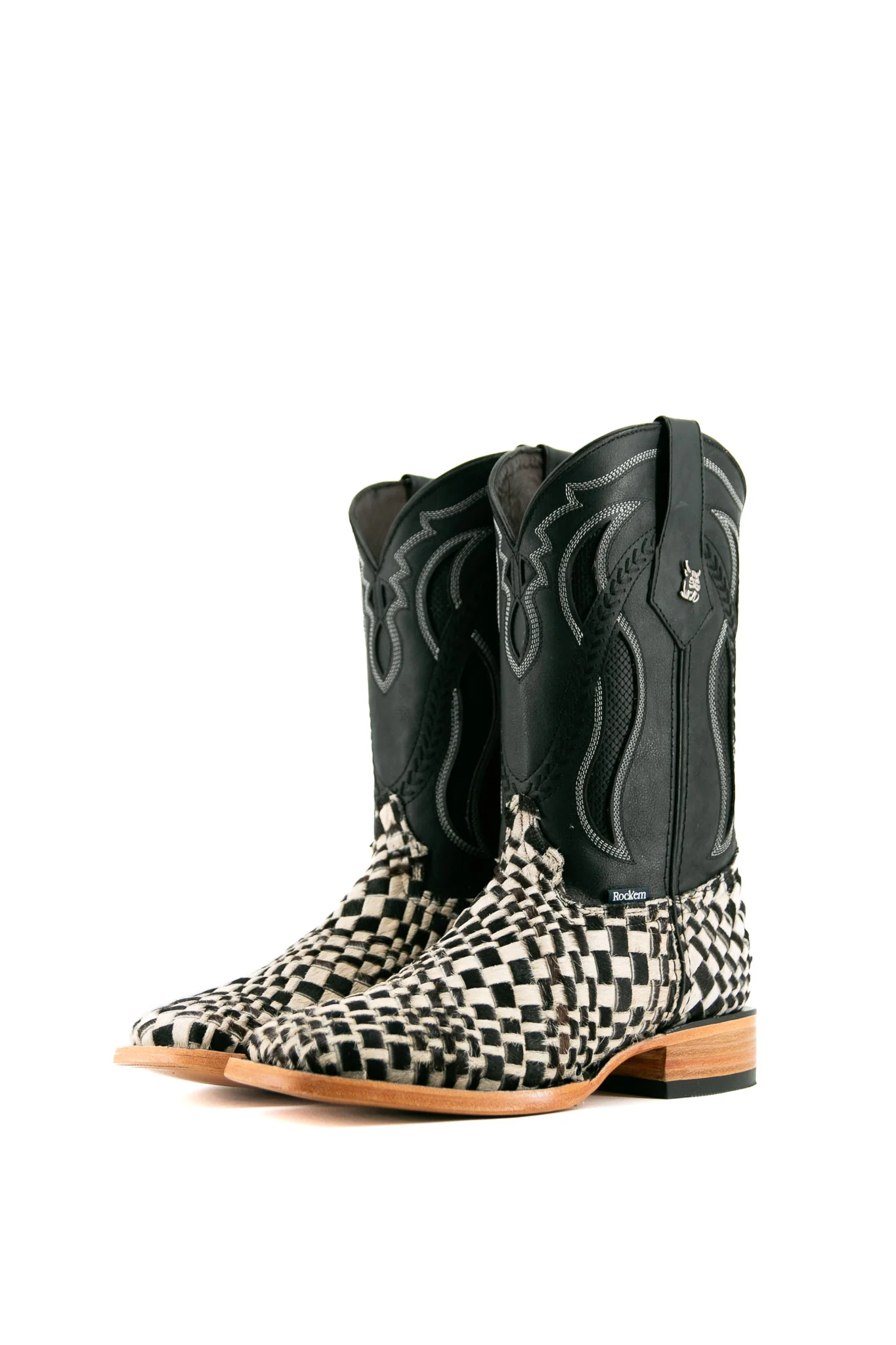 Rock'em Woven Cowhide Square Toe Cowboy Boot - Image 6