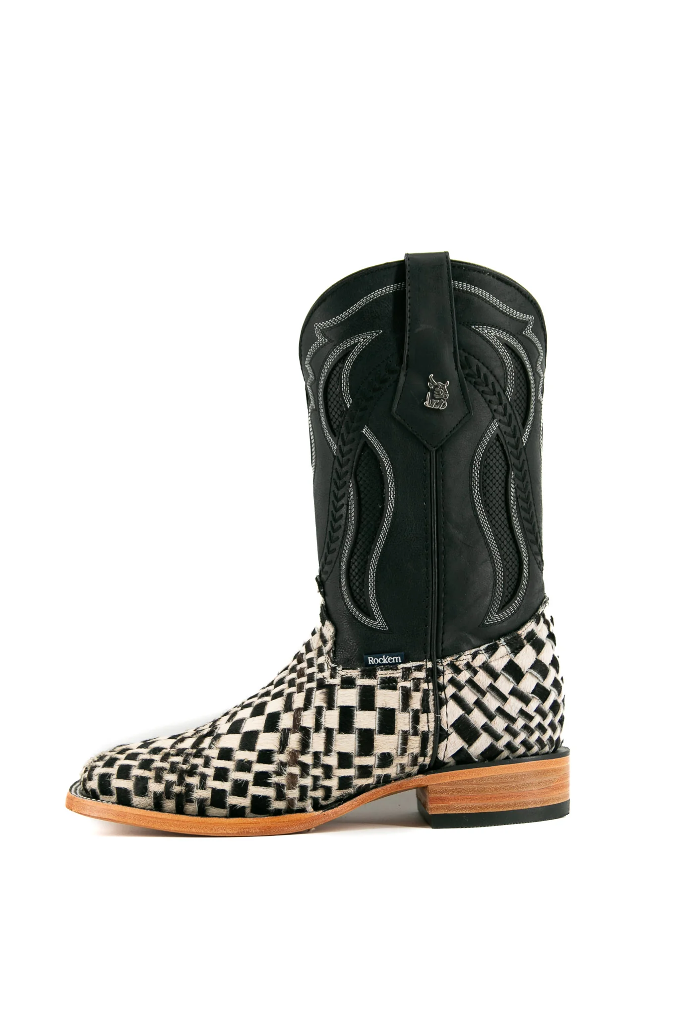 Rock'em Woven Cowhide Square Toe Cowboy Boot - Image 7